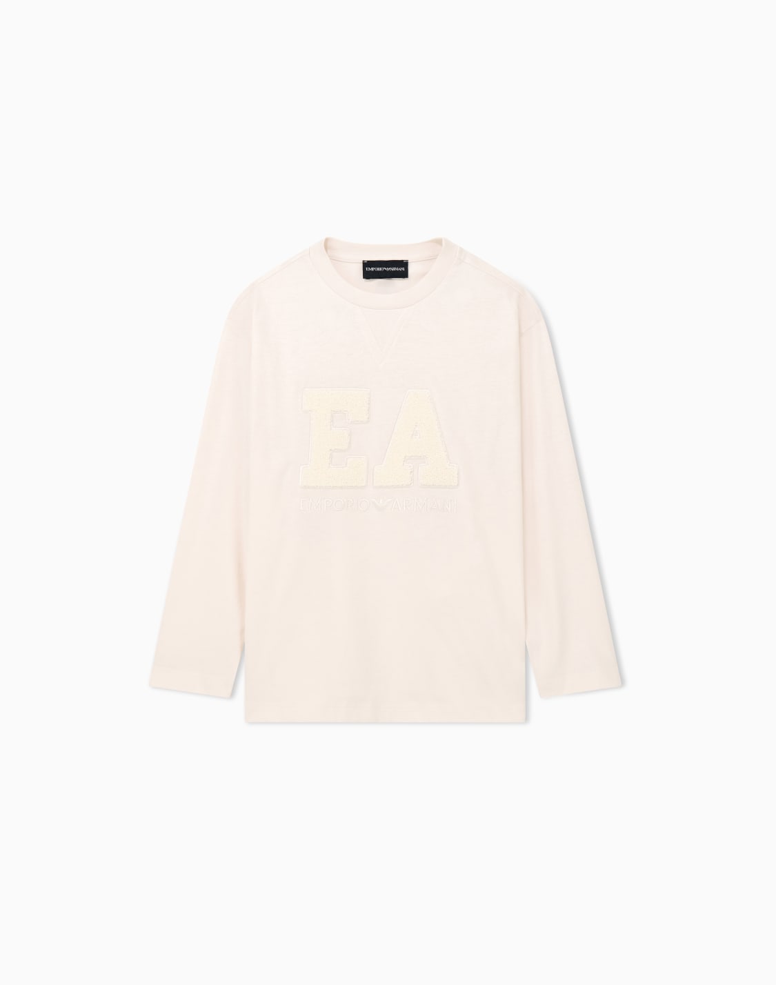 long-sleeve-cotton-jersey-t-shirt-with-raised-embroidery-beige--emporio-armani