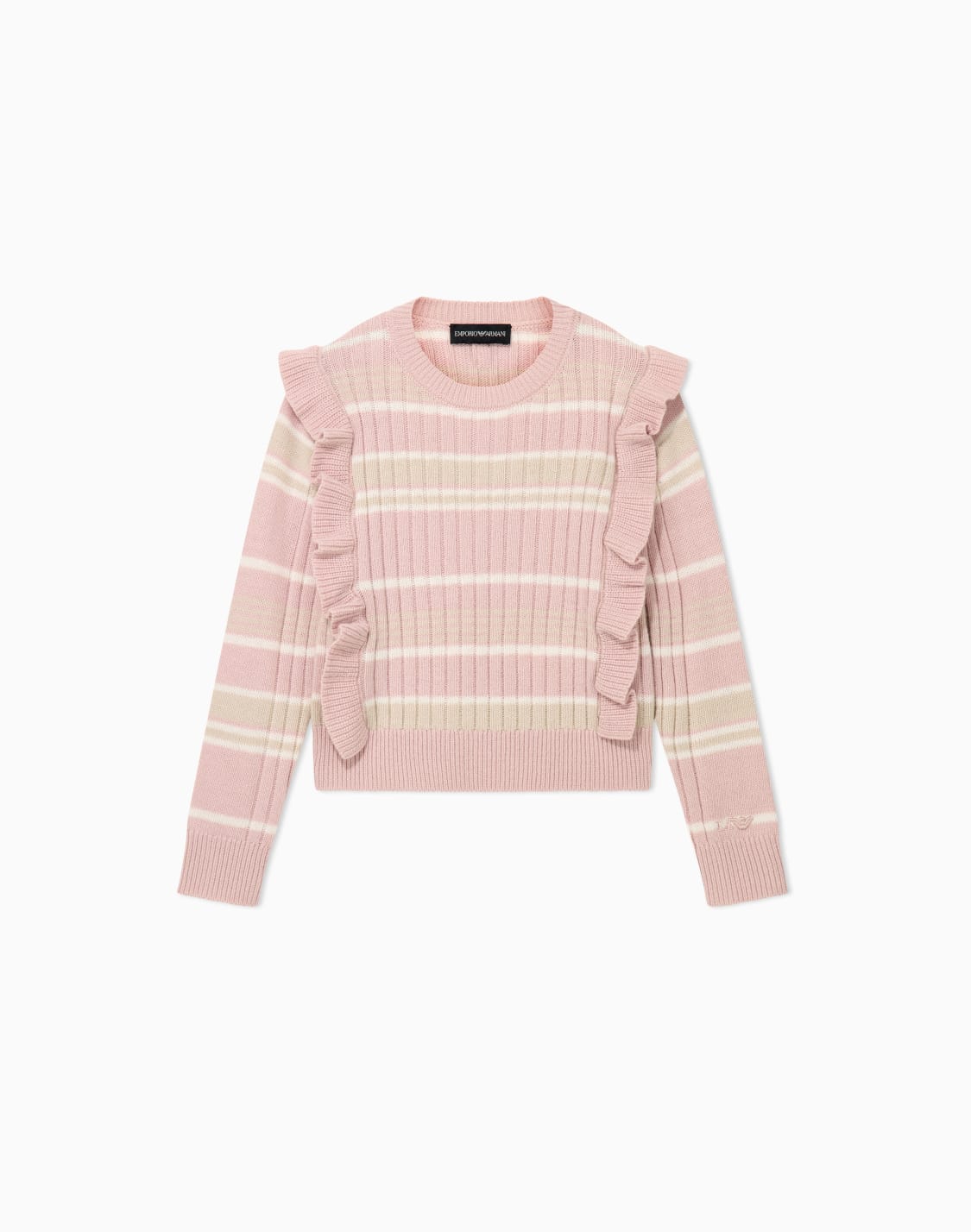 ウィメンズ-肩フリル-ボダ-リブニット-プルオバ-パタン--emporio-armani
