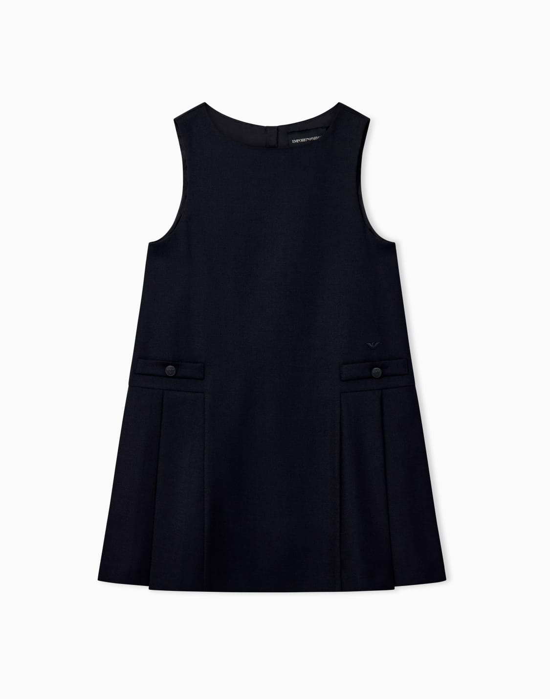sleeveless-dress-in-checkered-virgin-wool-with-pleated-hem-blue--emporio-armani
