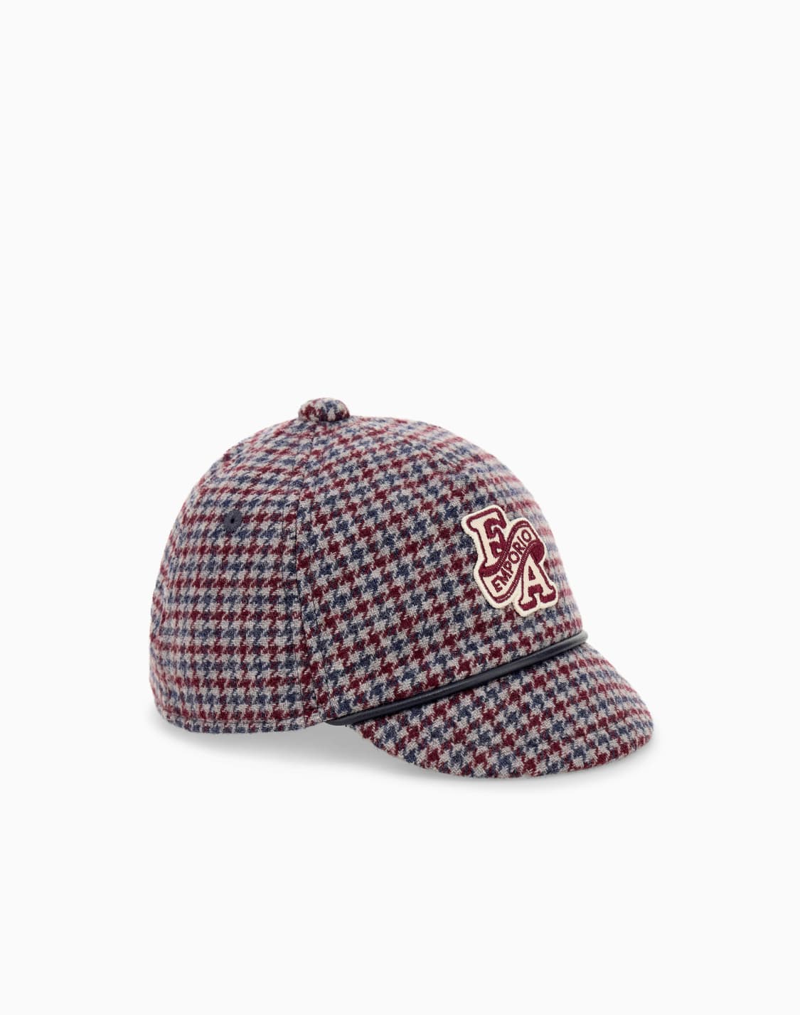 houndstooth-virgin-wool-baseball-hat-with-embroidered-patch-navy-blue--emporio-armani