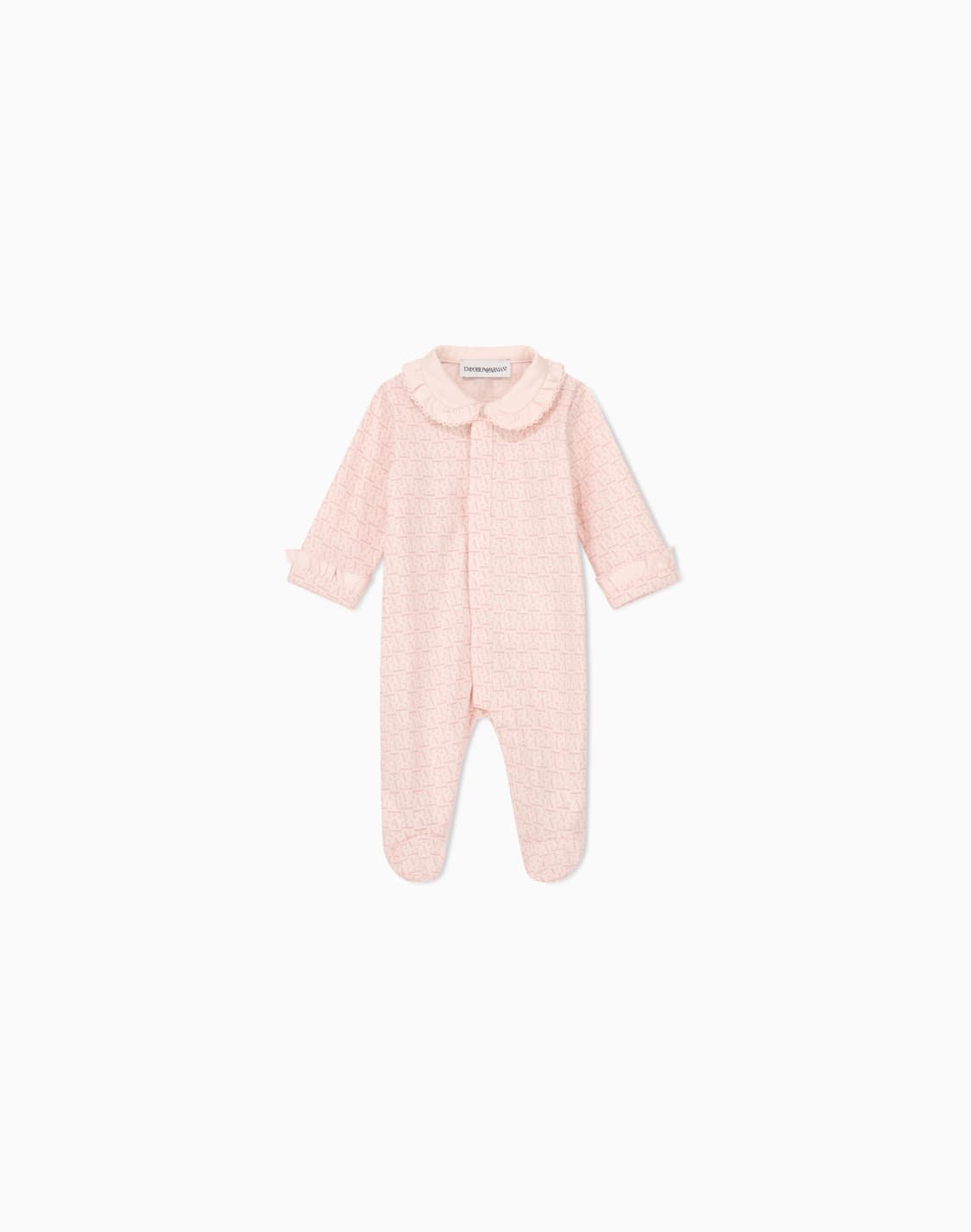 cotton-jersey-jumpsuit-with-logo-pattern-and-ruffled-collar-핑크--emporio-armani