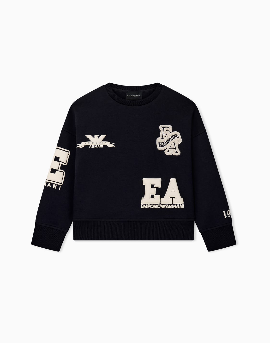 sweatshirt-double-jersey-oversized-with-prints-and-appliqu-navy-blue--emporio-armani
