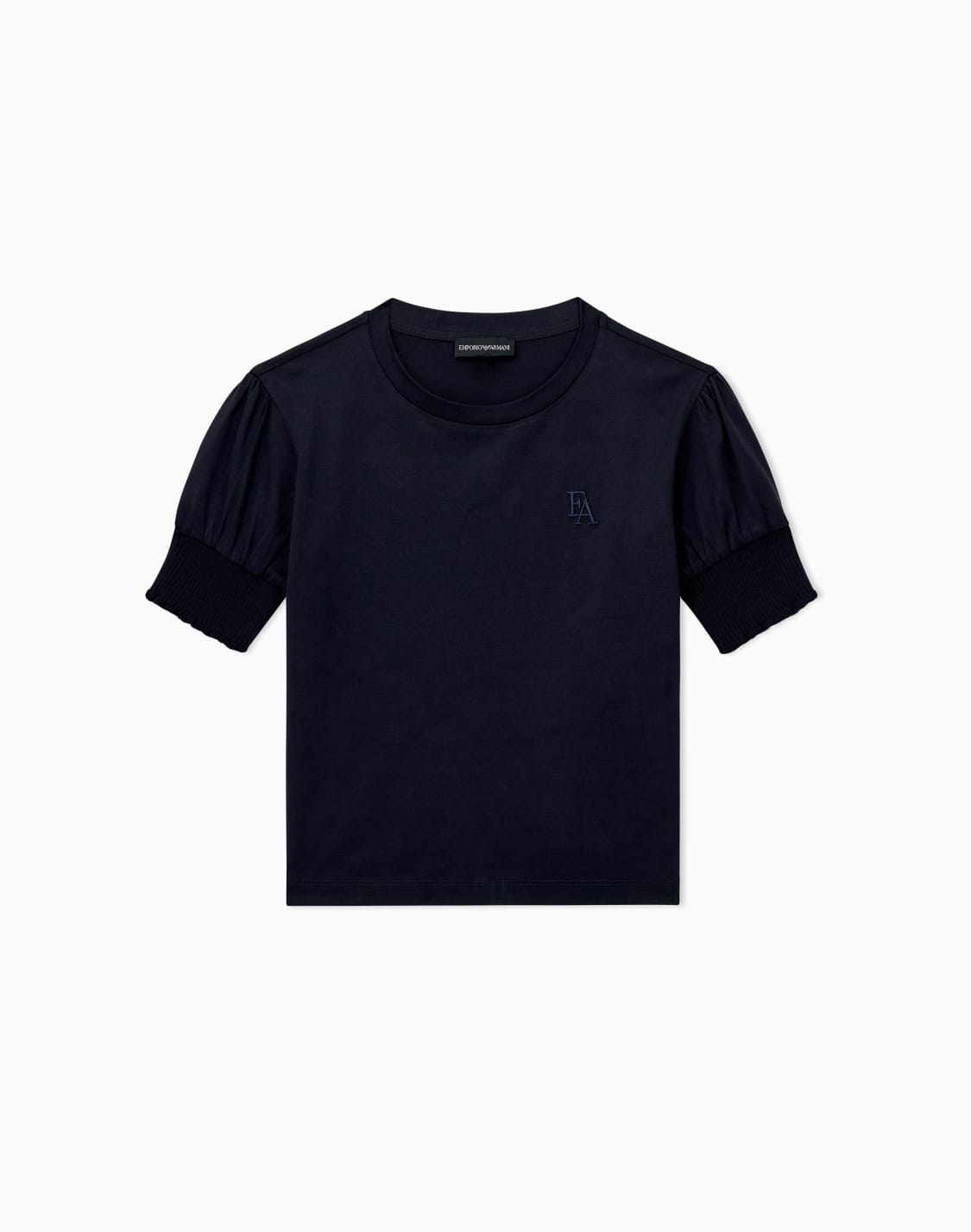 t-shirt-in-lyocell-and-cotton-jersey-with-puff-sleeves-navy-blue--emporio-armani