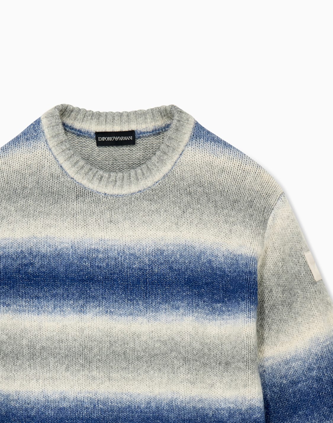 knitted-cotton-crew-neck-pullover-with-a-gradient-design-blue--emporio-armani