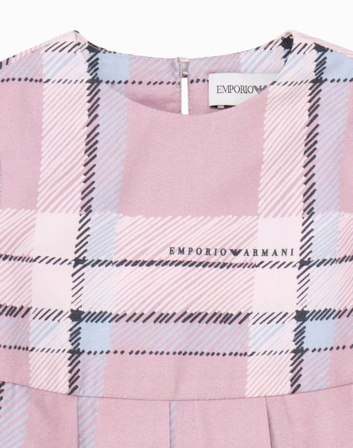 dress-in-plaid-cotton-and-viscose-with-puff-sleeves-pink--emporio-armani