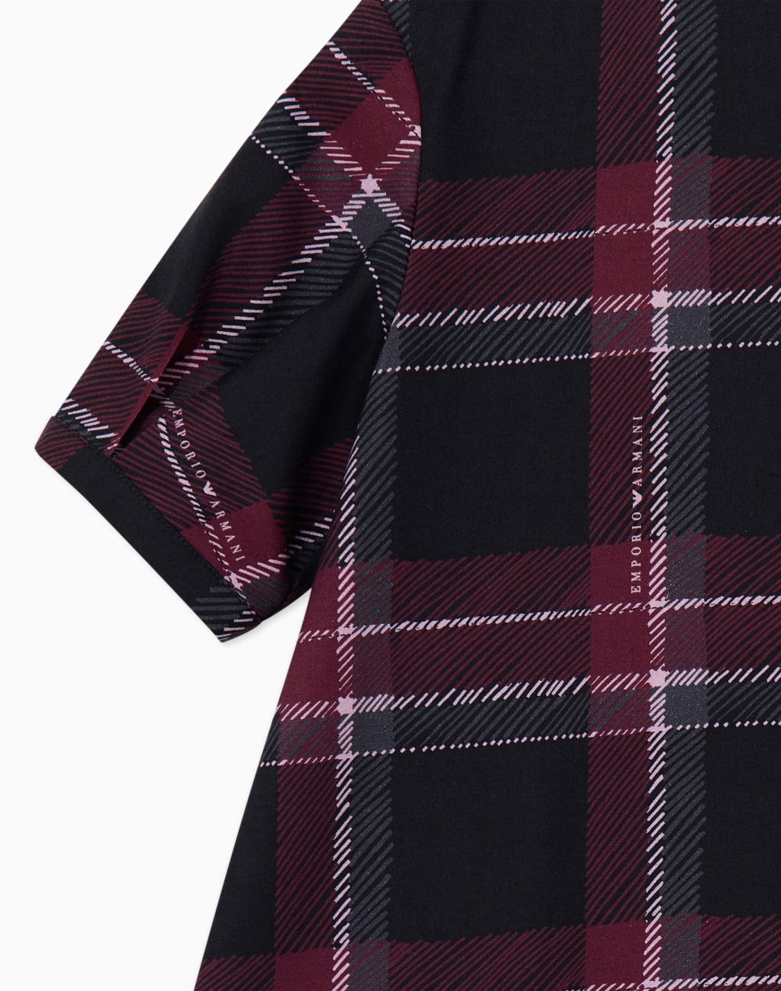 dress-in-printed-plaid-cotton-and-viscose-with-pleated-hem-blue--emporio-armani