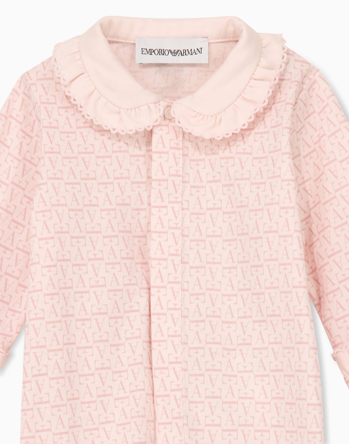 cotton-jersey-jumpsuit-with-logo-pattern-and-ruffled-collar-핑크--emporio-armani