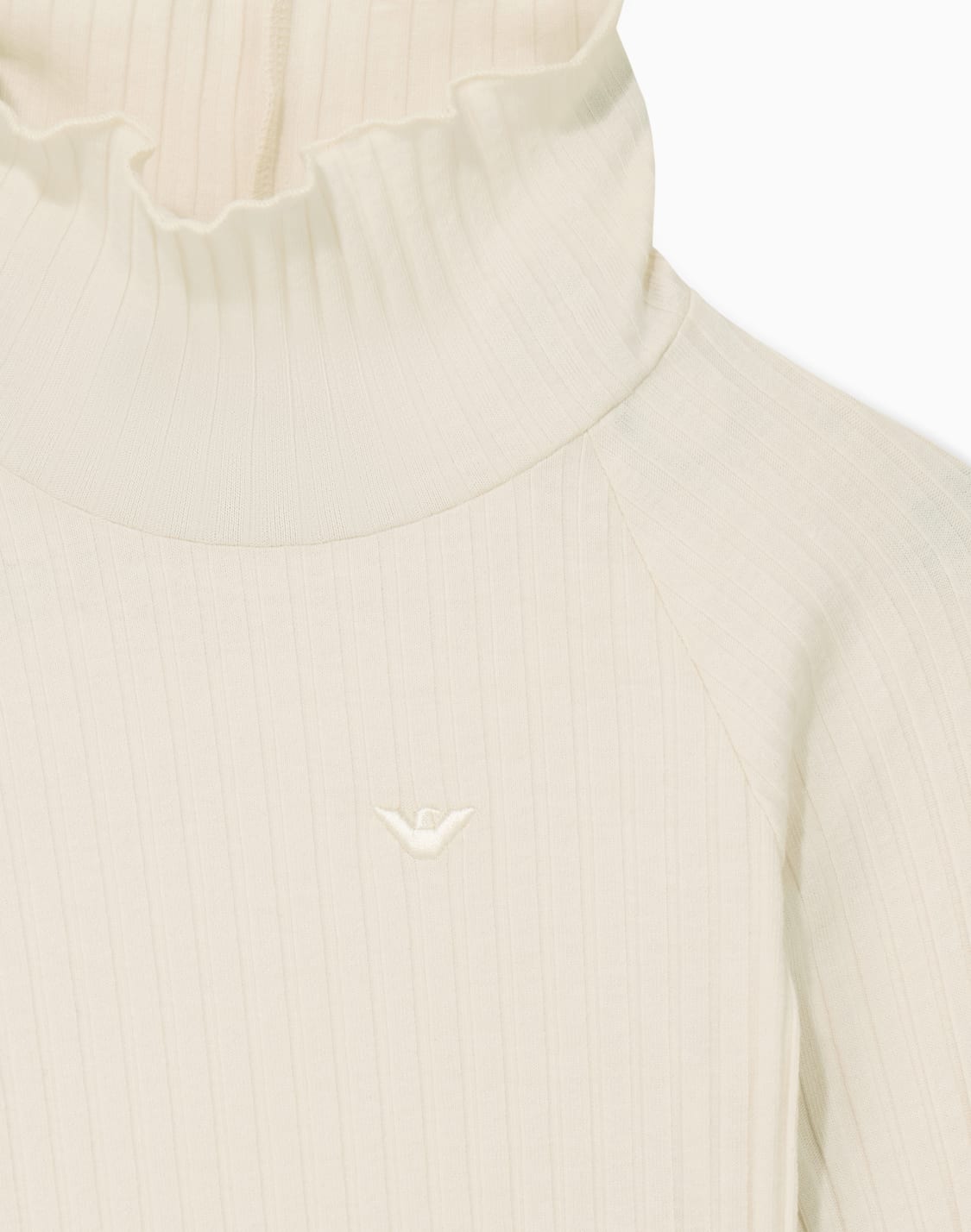 t-shirt-ribbed-stretch-cotton-with-ruffled-turtleneck-beige--emporio-armani