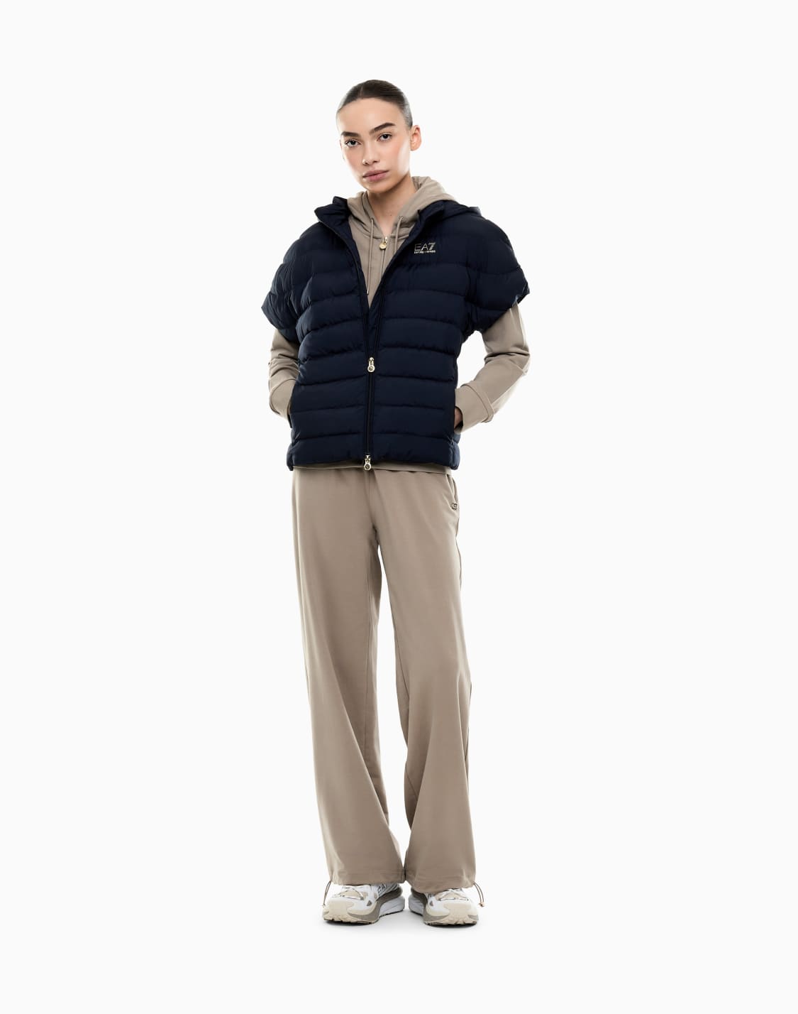 core-lady-sweatshirt-mit-kapuze-aus-baumwollstretch-beige--ea7