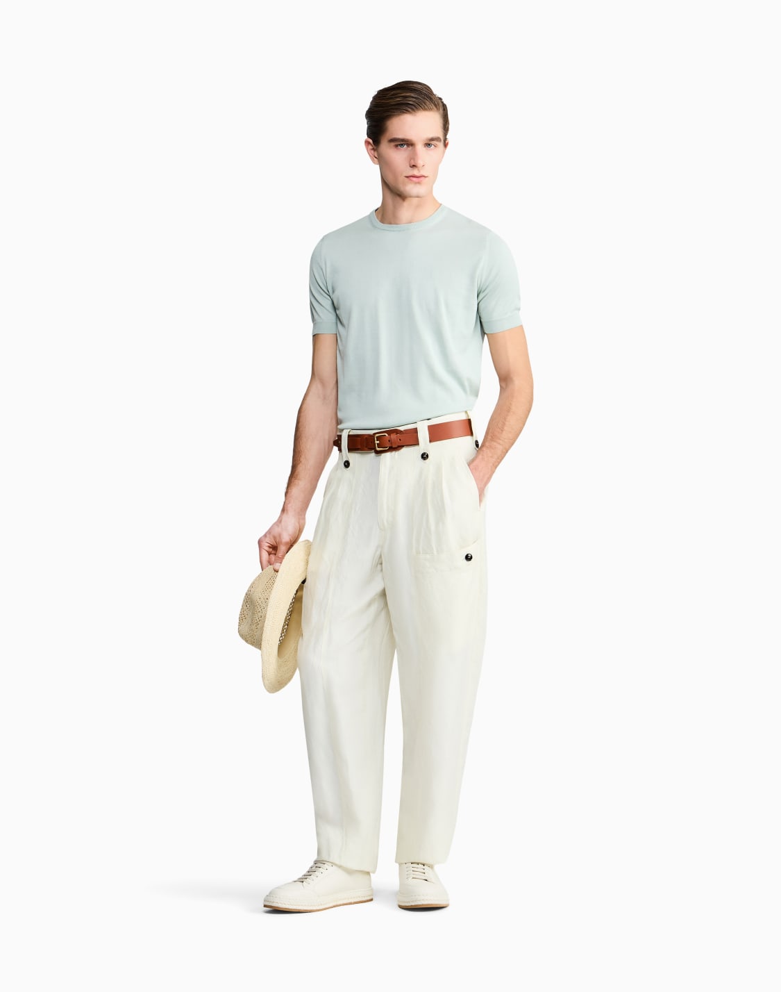 short-sleeved-crew-neck-jumper-in-silk-and-cotton-green--giorgio-armani