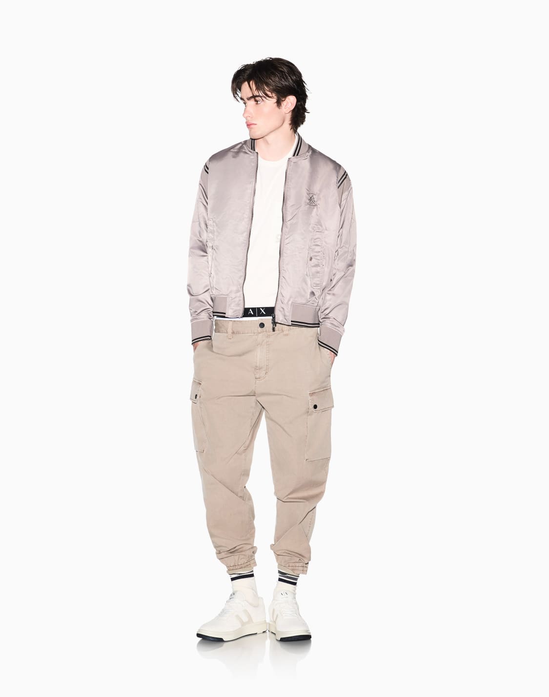 axロゴ-パッチポケット-半袖クルネックtシャツ-ホワイト--armani-exchange