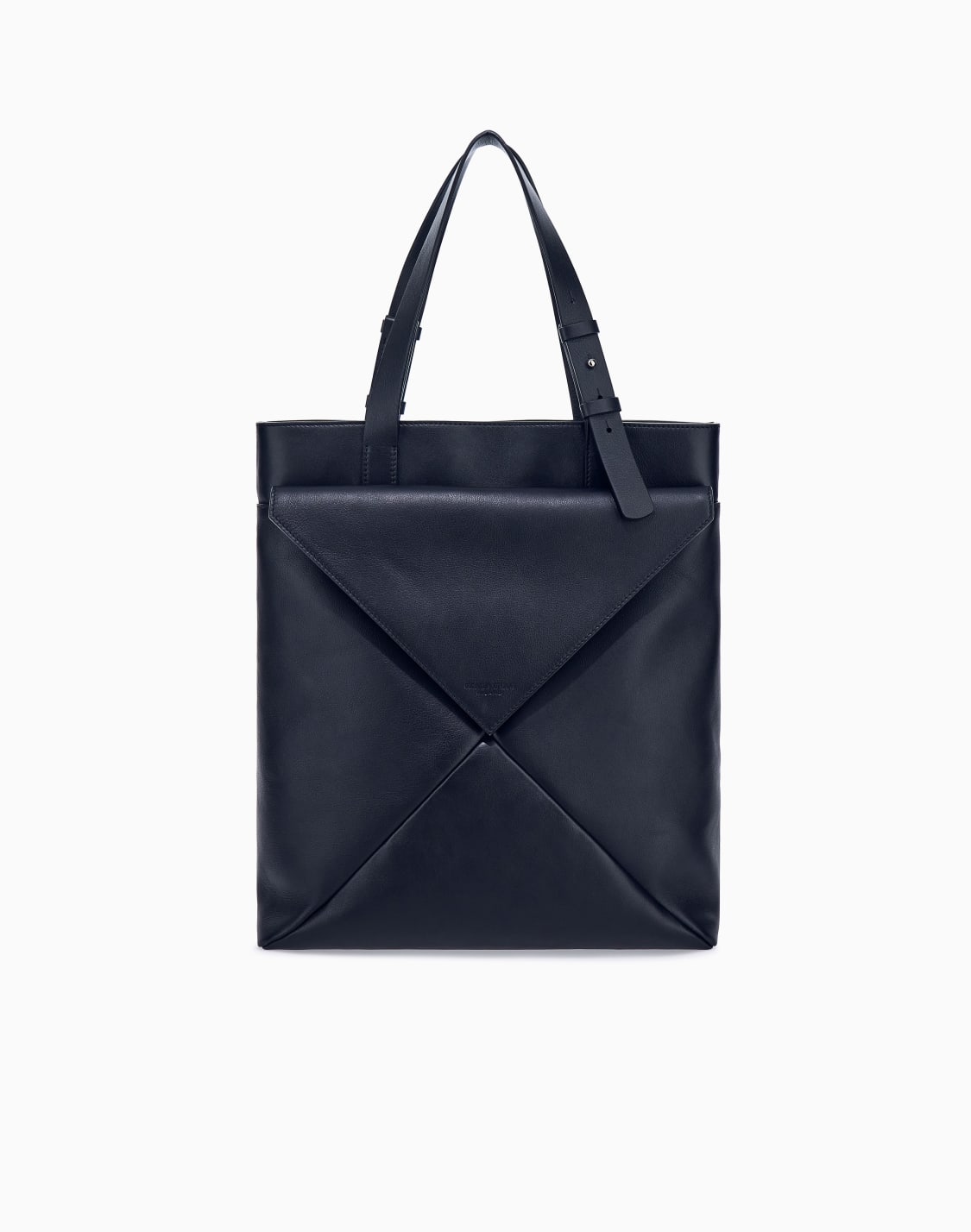 スムスレザ-モザイクエフェクト-縦型ショッパ-ブラック--giorgio-armani