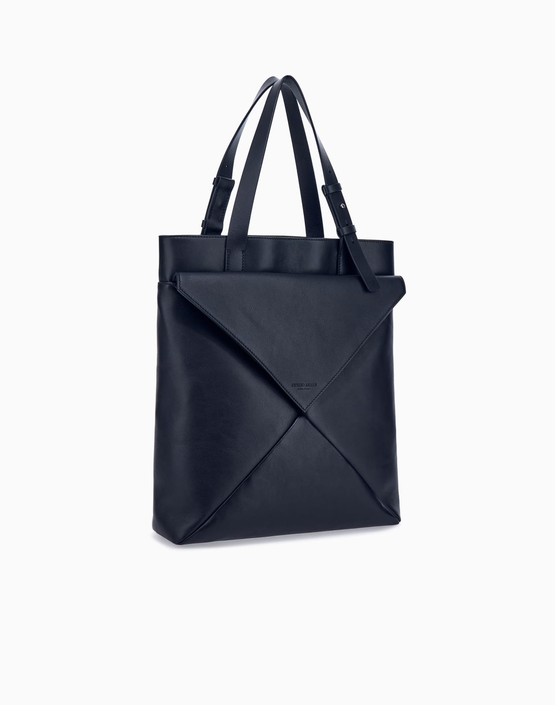 スムスレザ-モザイクエフェクト-縦型ショッパ-ブラック--giorgio-armani