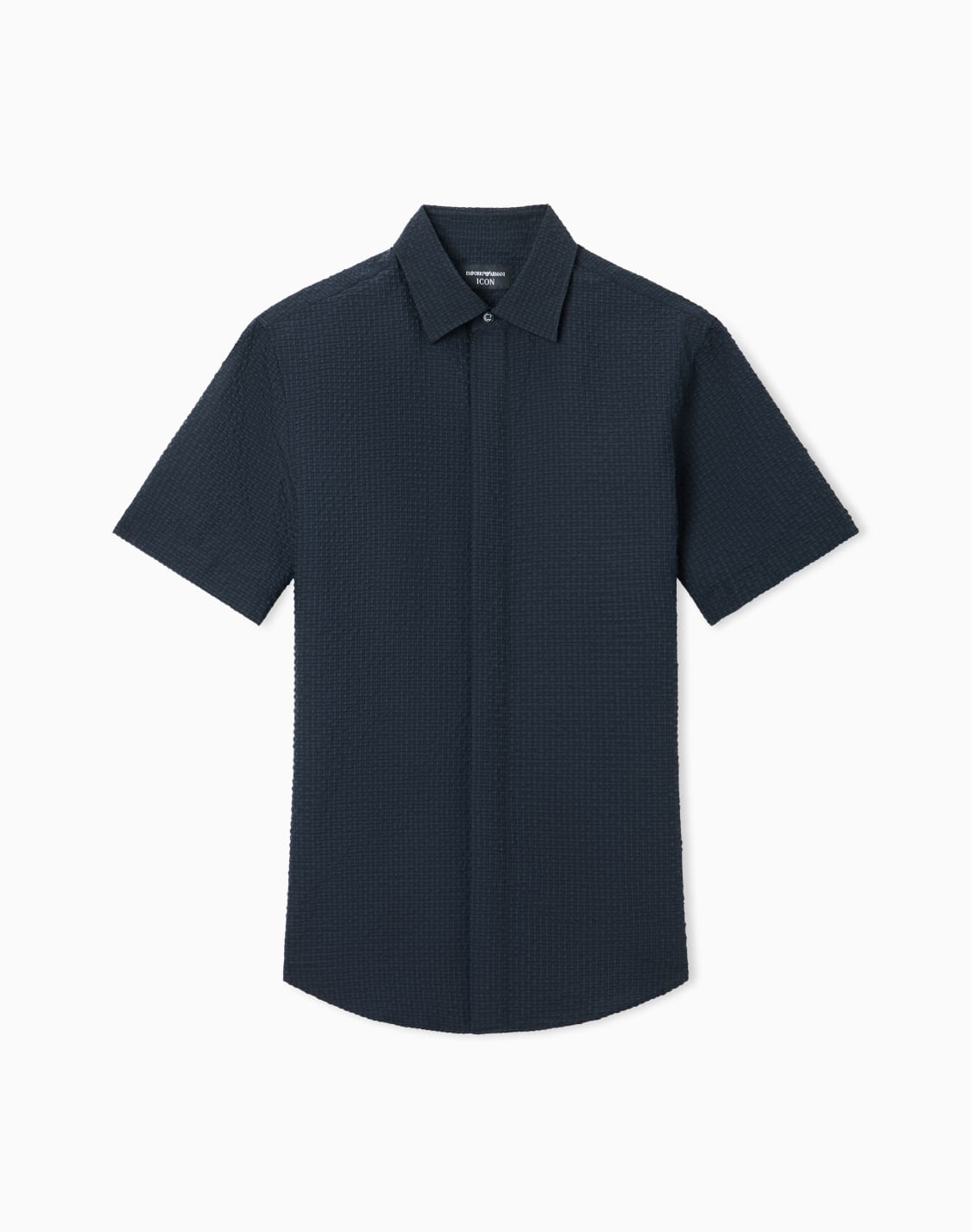 short-sleeved-shirt-in-technical-seersucker-icon-bleu-marine--emporio-armani