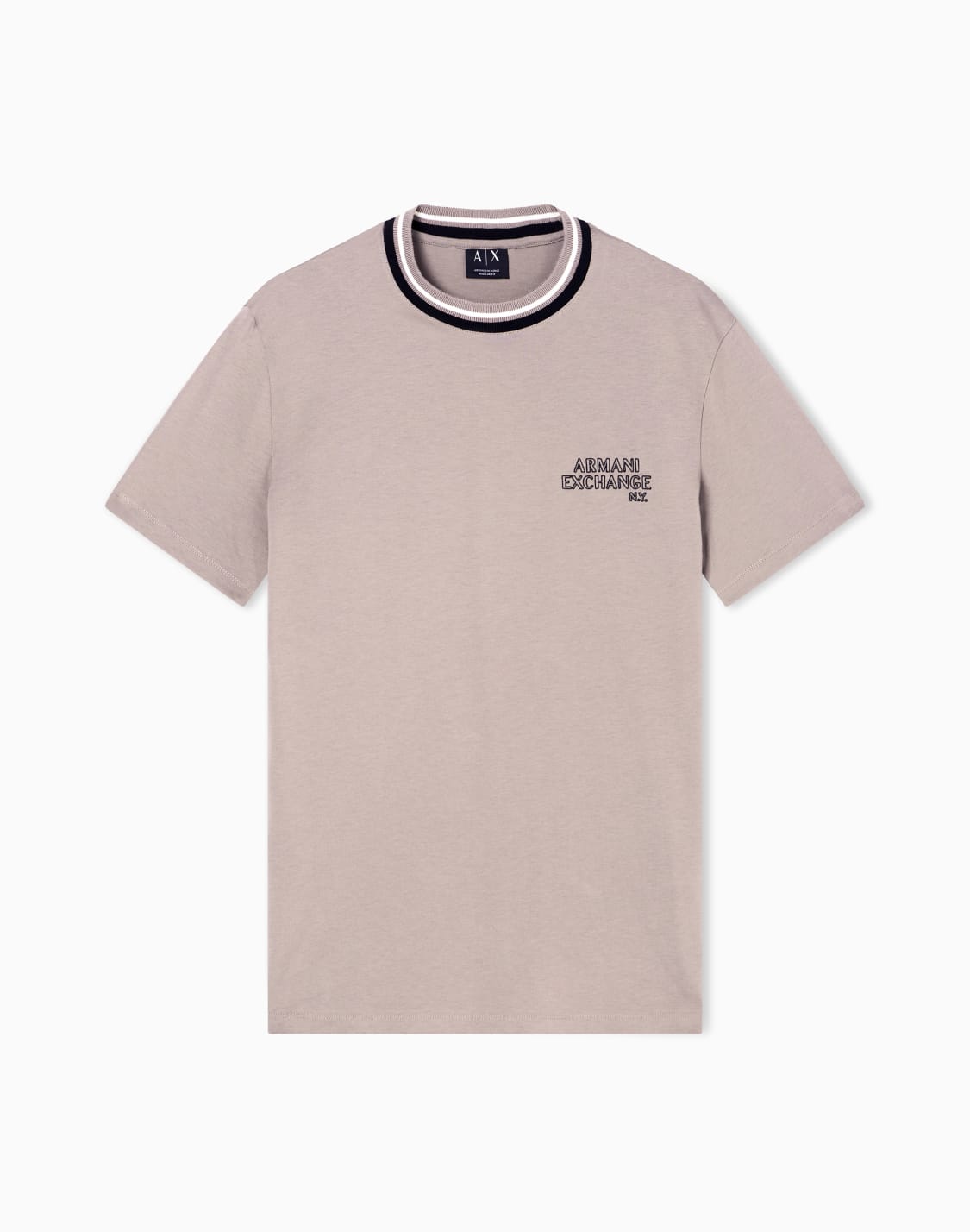 axロゴ-リブドネック-レギュラフィット-半袖tシャツ-グレ--armani-exchange