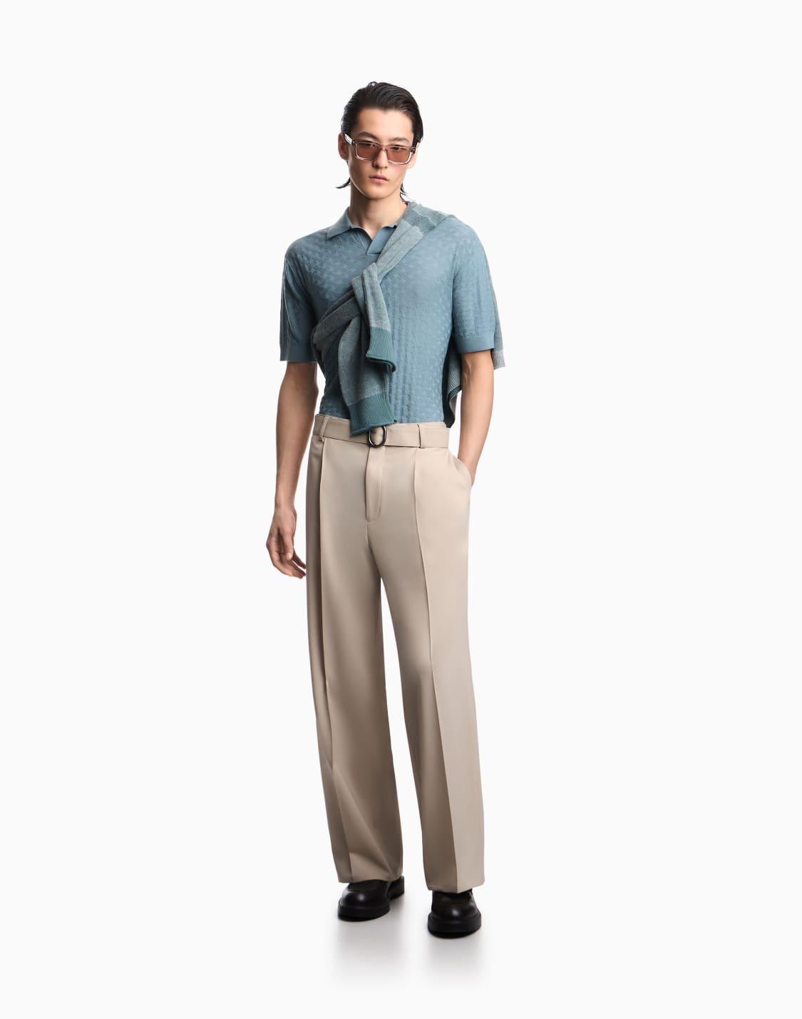 trousers-with-pleats-and-belt-in-stretch-wool-canvas-beige--emporio-armani