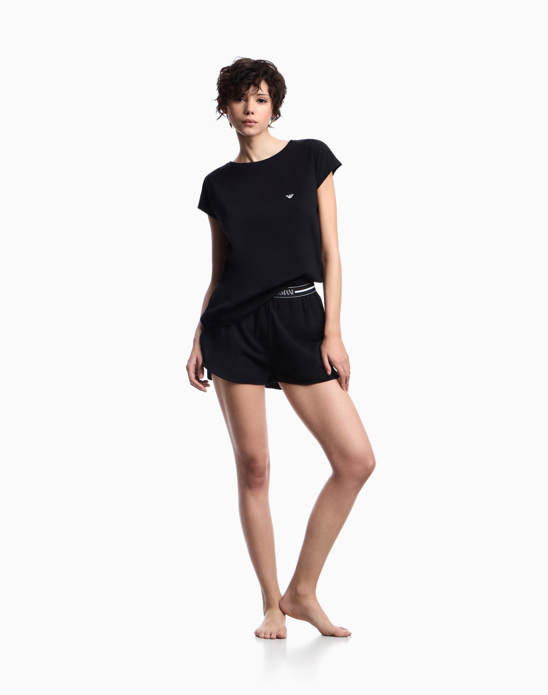 asv-パジャマセット-オガニックジャジ-ショトパンツタイプ-ブラック--emporio-armani