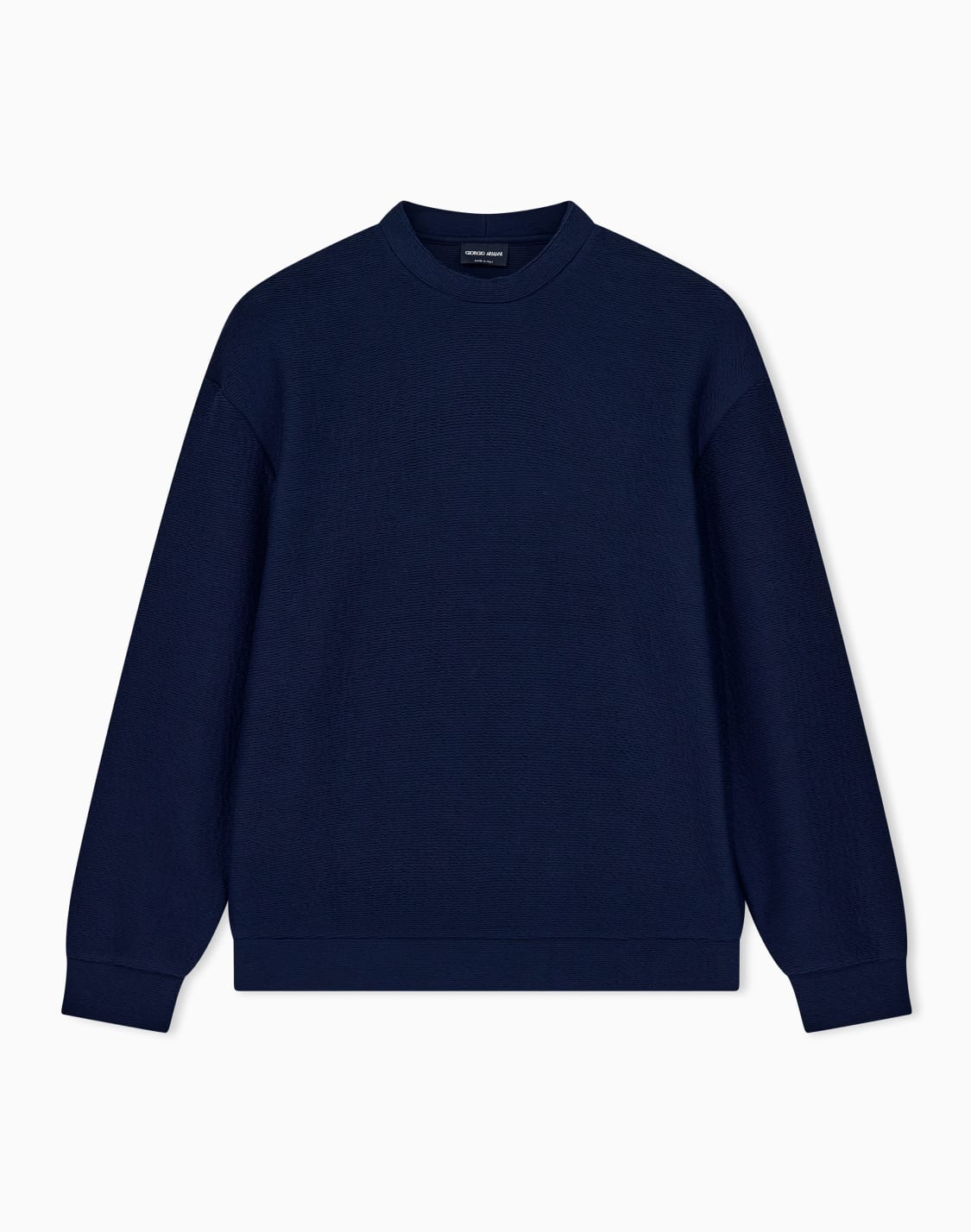 sweatshirt-in-textured-cotton-jersey-with-tubular-flounces-navy-blue--giorgio-armani