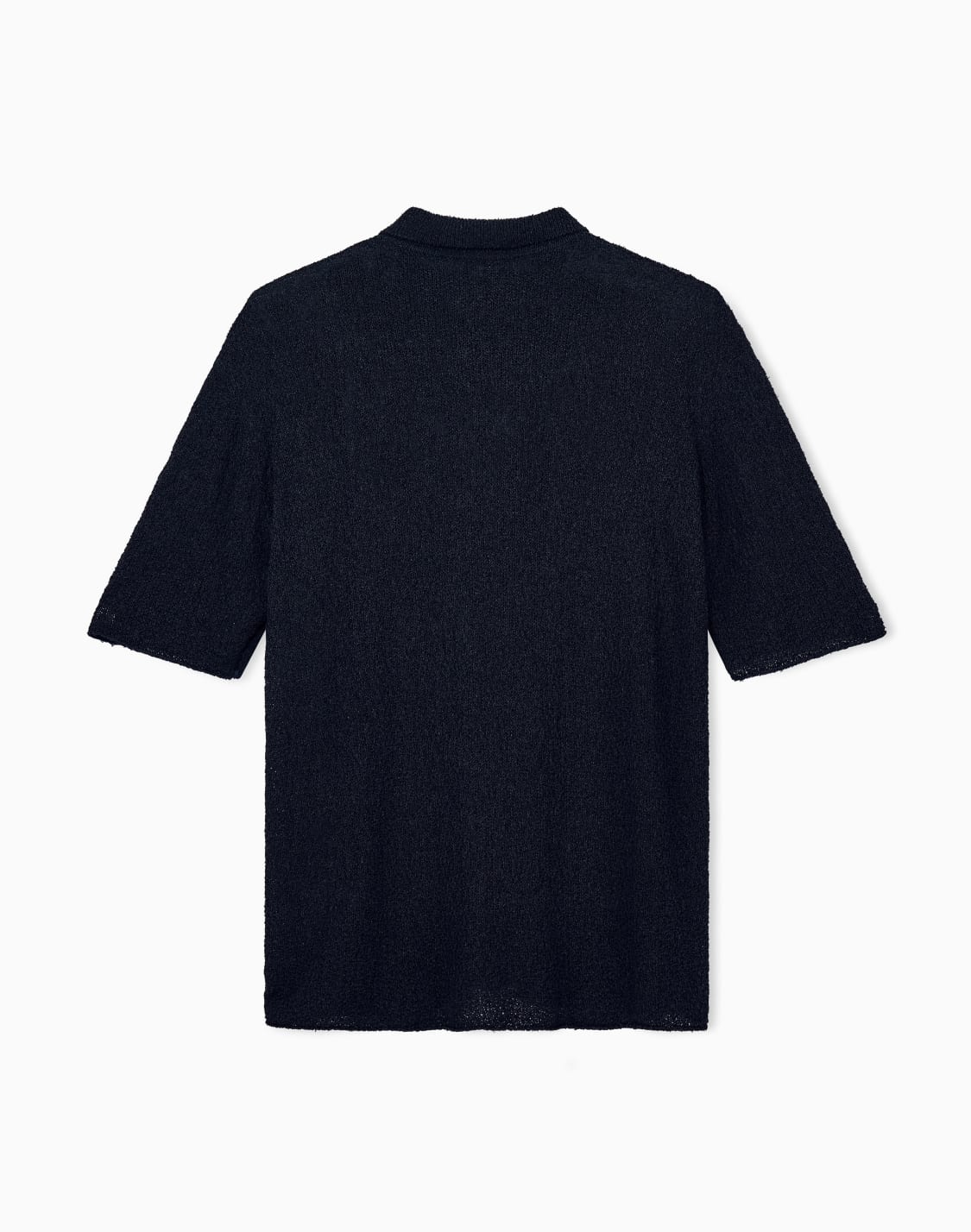 レギュラフィット-襟付き半袖カディガン-リンクス編み-ブラック--giorgio-armani