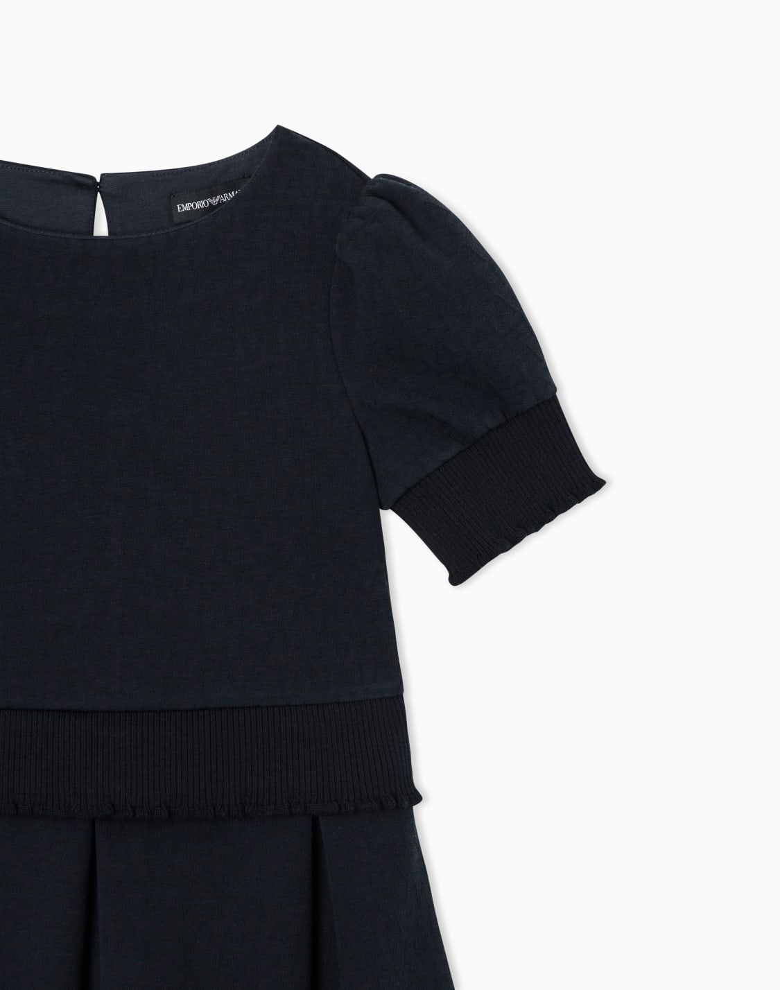 monogram-jacquard-dress-with-puff-sleeves-and-pleated-skirt-navy-blue--emporio-armani