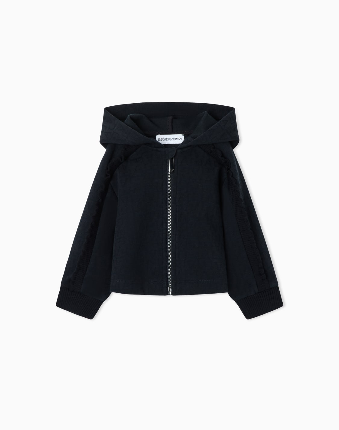 sweat-shirt-zipp-capuche-en-jersey-jacquard-avec-volants-bleu-marine--emporio-armani