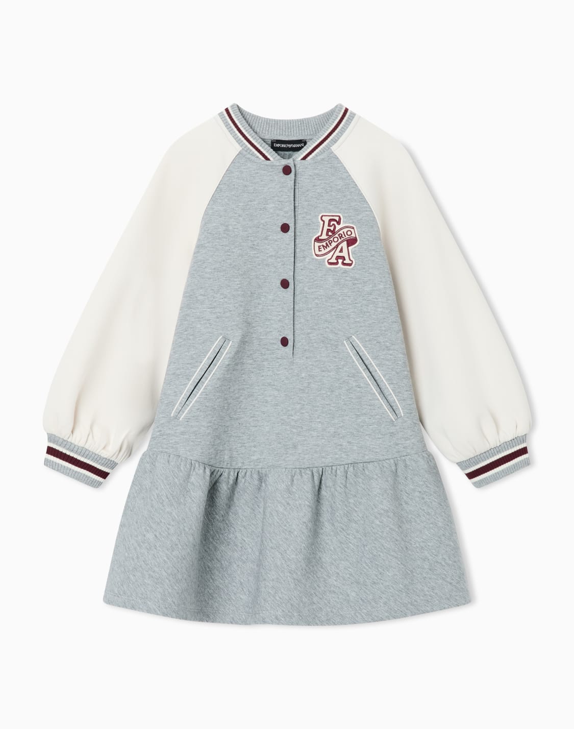 varsity-double-jersey-cotton-dress-with-striped-ribbed-trim-grey--emporio-armani
