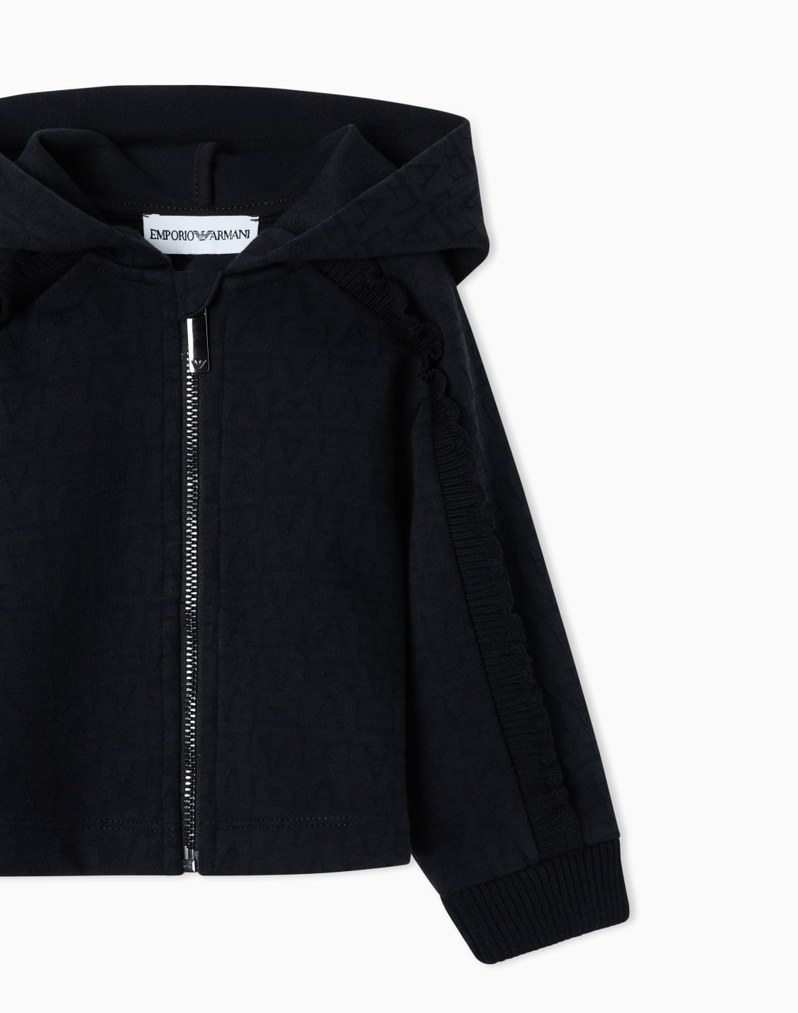 sweat-shirt-zipp-capuche-en-jersey-jacquard-avec-volants-bleu-marine--emporio-armani