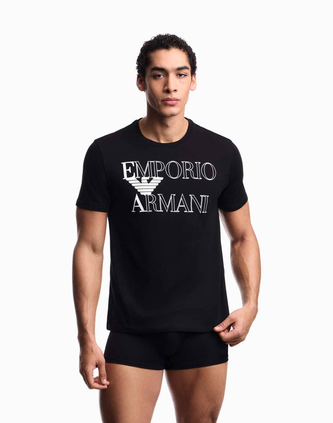 ビチウェア-tシャツ-ジャジ-ボルドロゴ-ブラック--emporio-armani