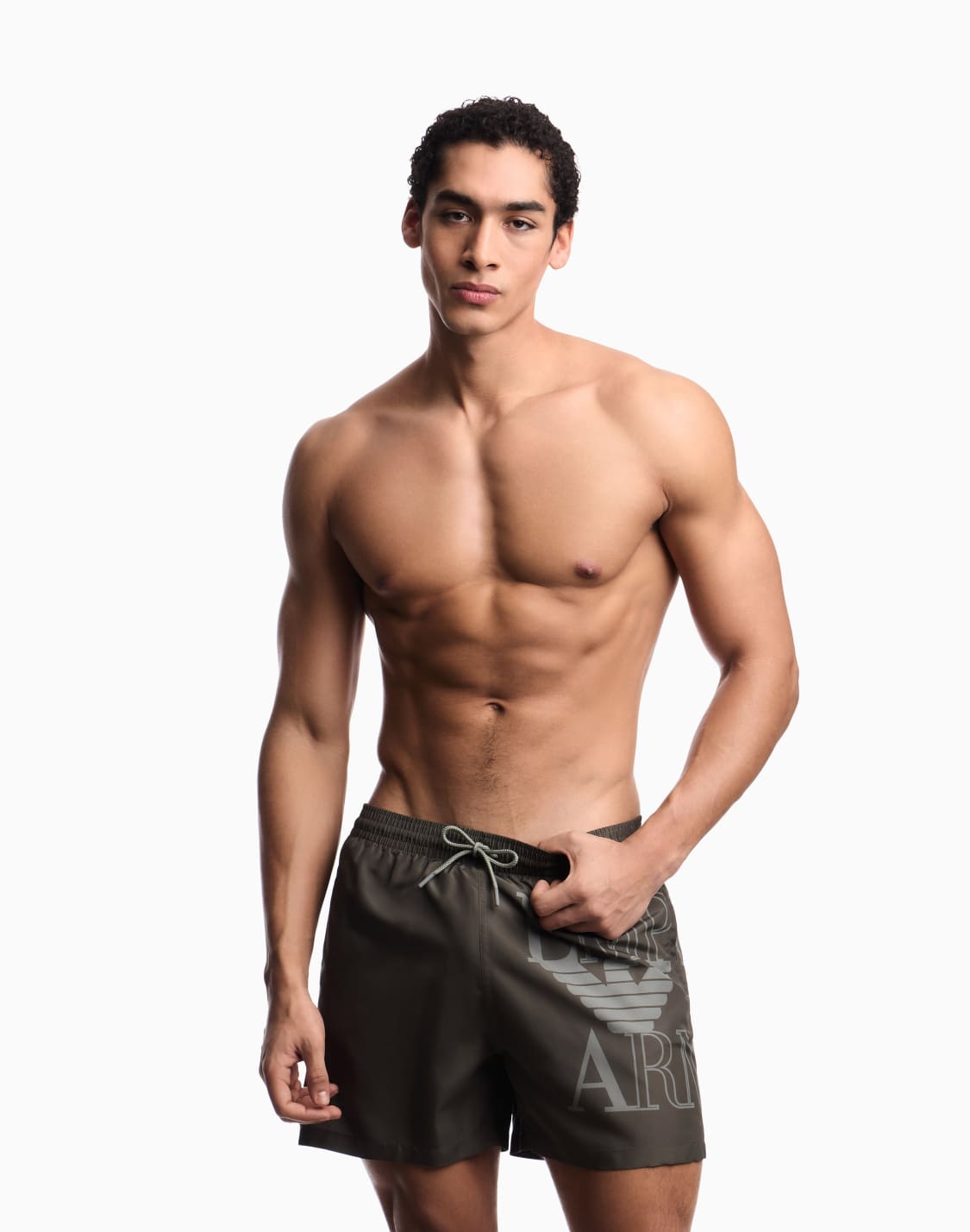 スイミングパンツ-ボルドロゴ-グリン--emporio-armani