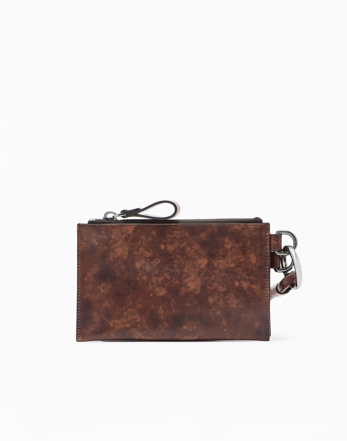 organizer-doppio-da-collo-in-pelle-effetto-radica-marrone--giorgio-armani