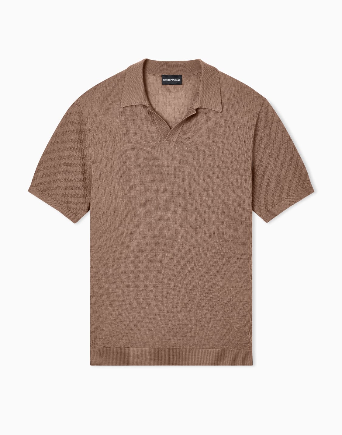 lyocell-blend-polo-collar-link-stitch-and-plain-knit-jumper-brown--emporio-armani