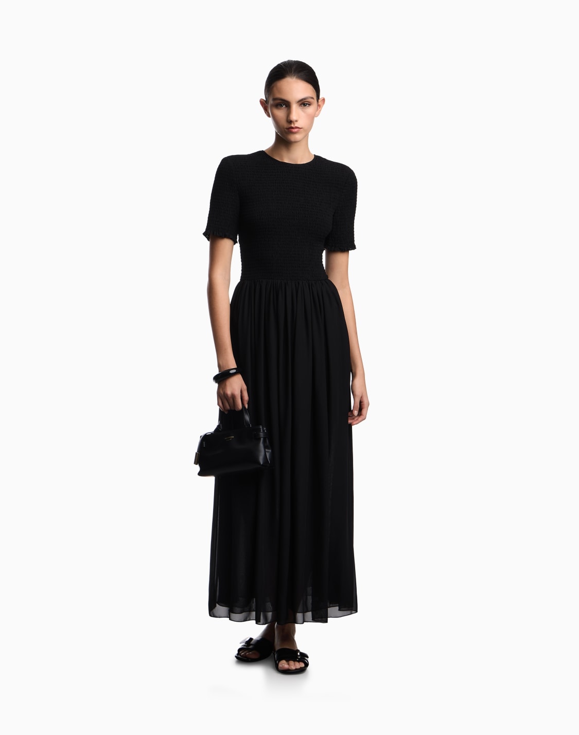 long-dress-in-techno-georgette-black--emporio-armani