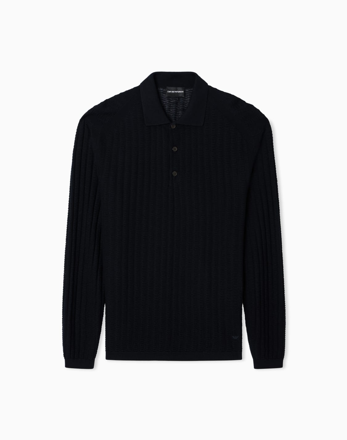 jersey-de-cuello-polo-en-mezcla-de-lana-y-lyocell-con-punto-fantasa-azul-marino--emporio-armani