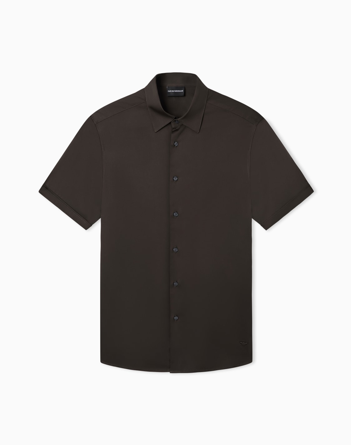 short-sleeved-shirt-in-stretch-pima-cotton-brown--emporio-armani