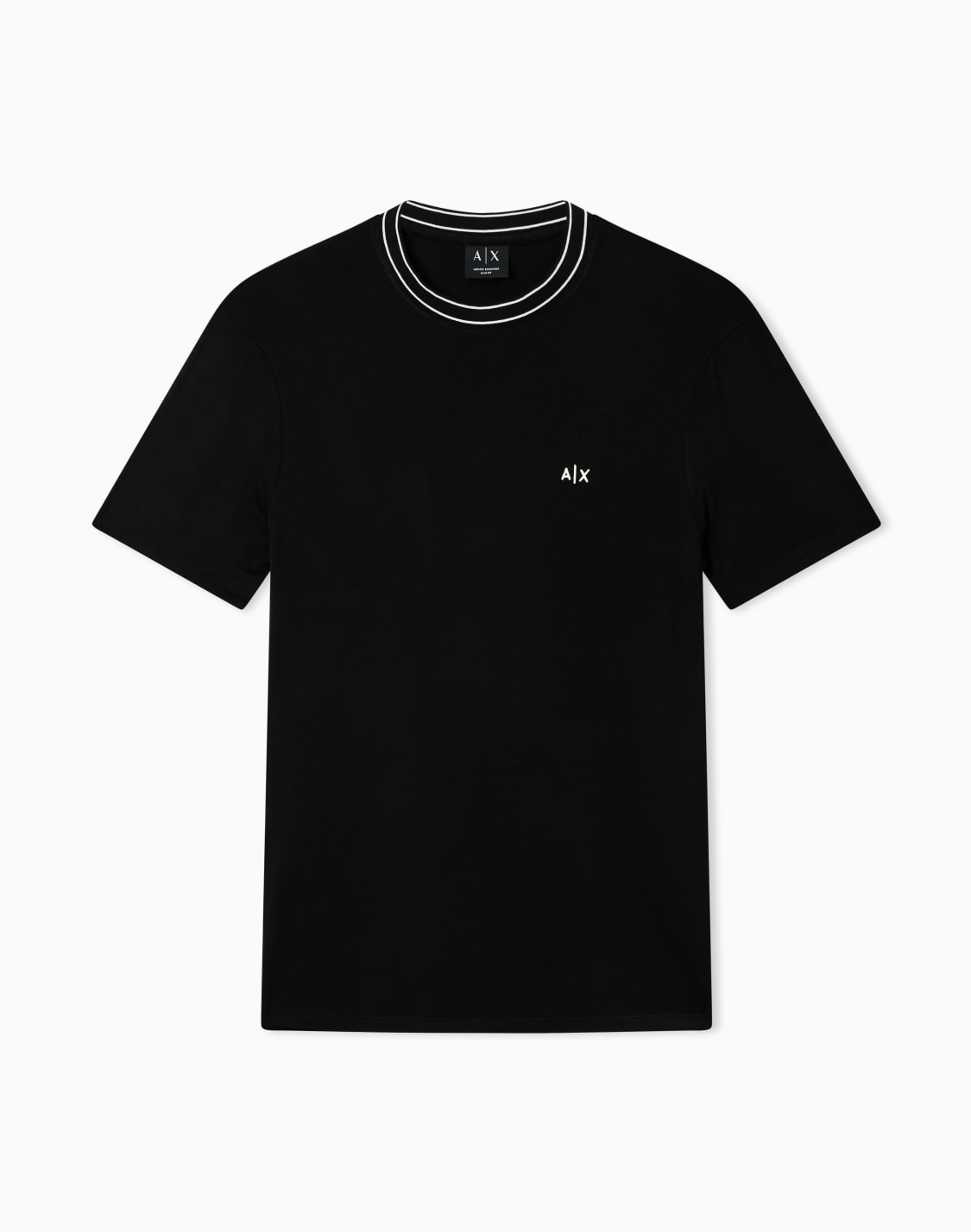 axロゴ-ストレッチィスコス-スリムフィット-半袖クルネックtシャツ-ブラック--armani-exchange