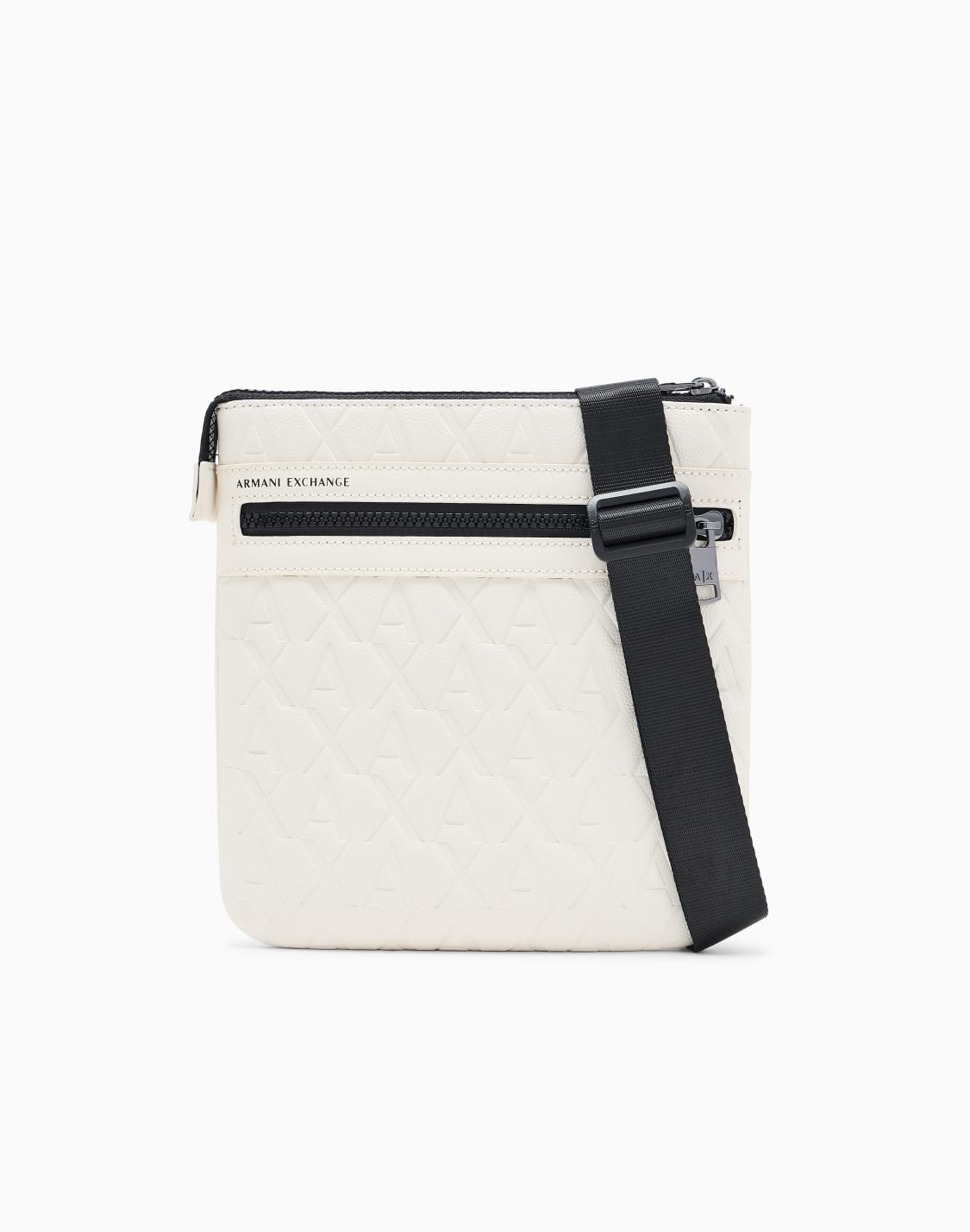 オルオバエンボスロゴ-フラットショルダバッグ-ホワイト--armani-exchange