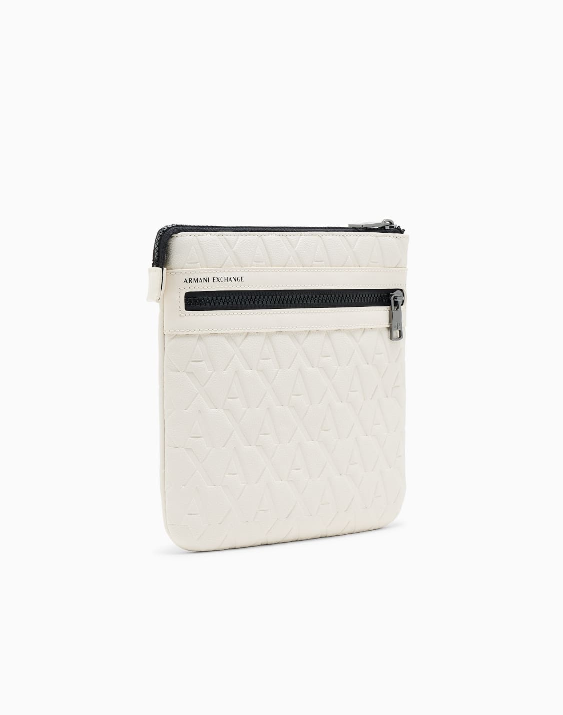 オルオバエンボスロゴ-フラットショルダバッグ-ホワイト--armani-exchange