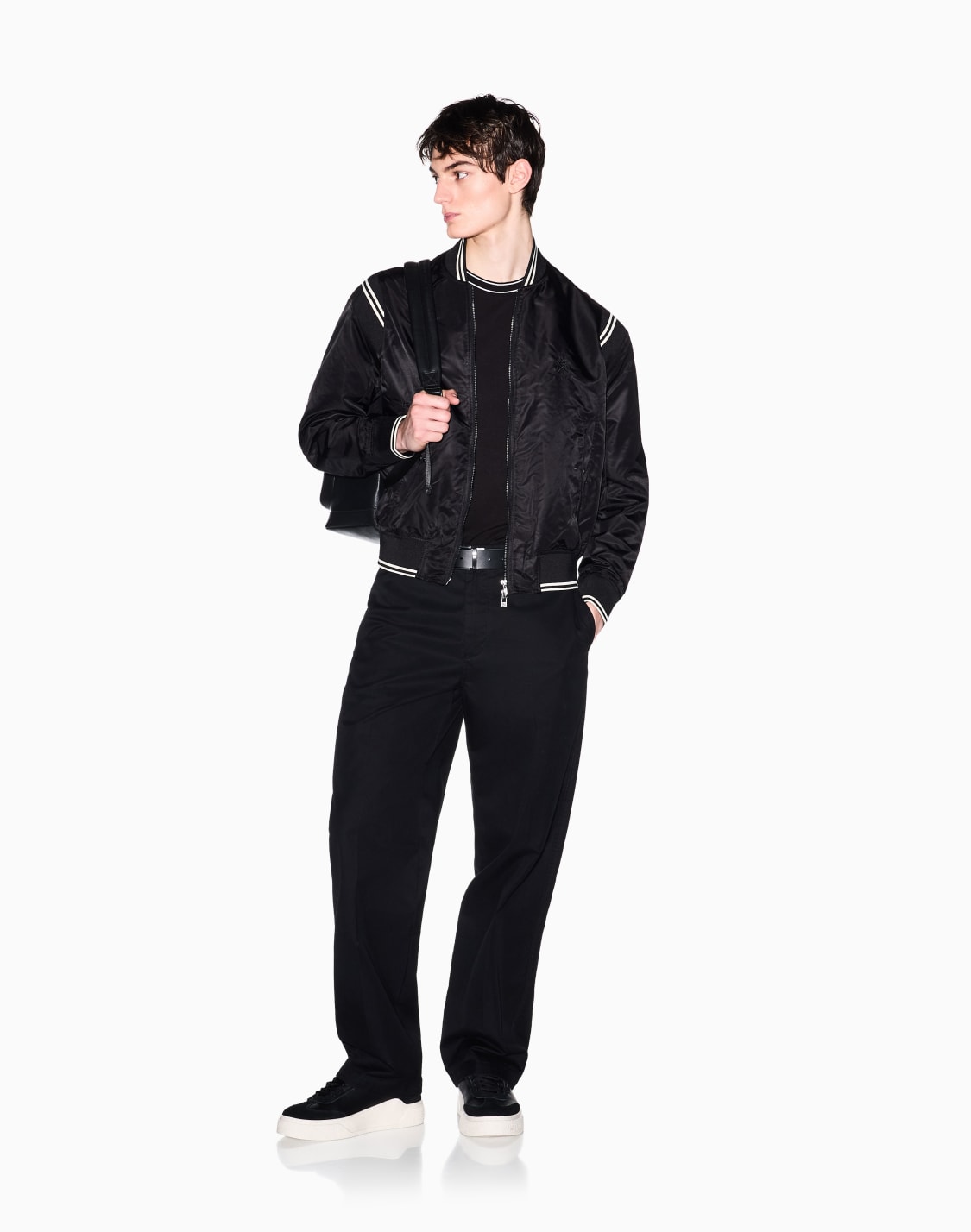 axロゴ-ストレッチィスコス-スリムフィット-半袖クルネックtシャツ-ブラック--armani-exchange