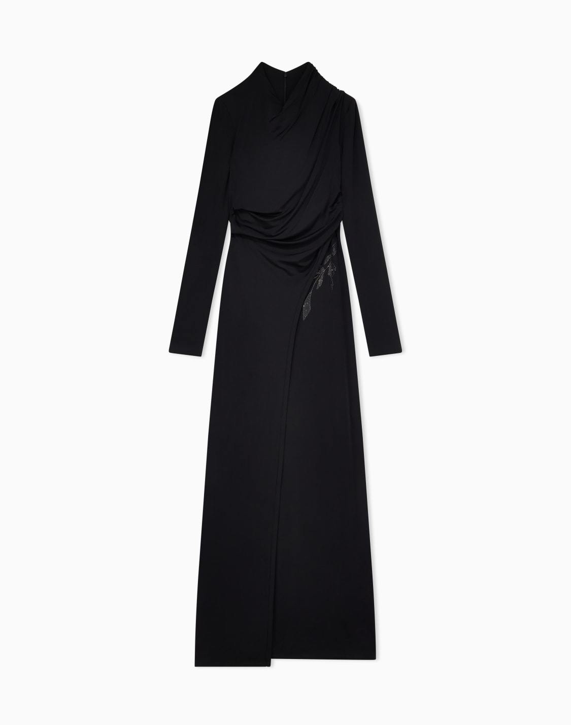 asv-long-dress-in-stretch-viscose-jersey-with-rhinestones-black--giorgio-armani