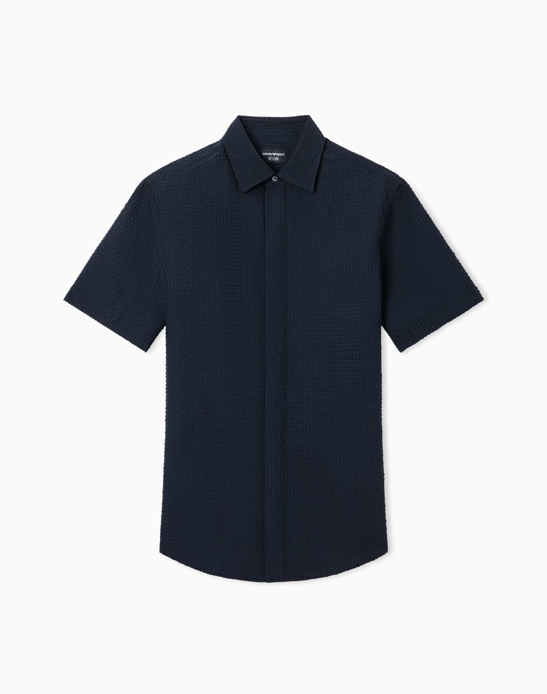 short-sleeved-shirt-in-technical-seersucker-icon-navy-blue--emporio-armani