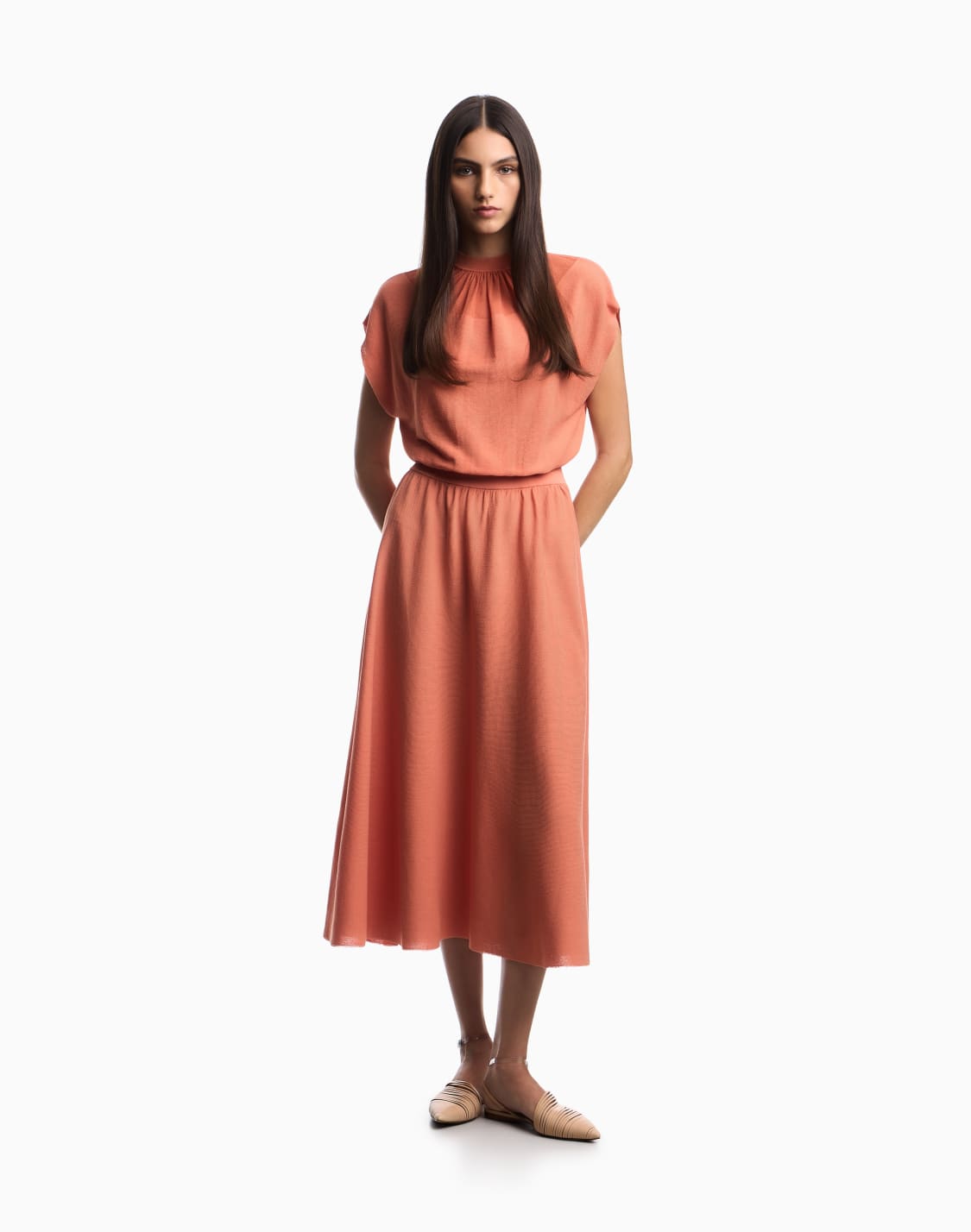 dress-scarred-stitch-links-orange--emporio-armani