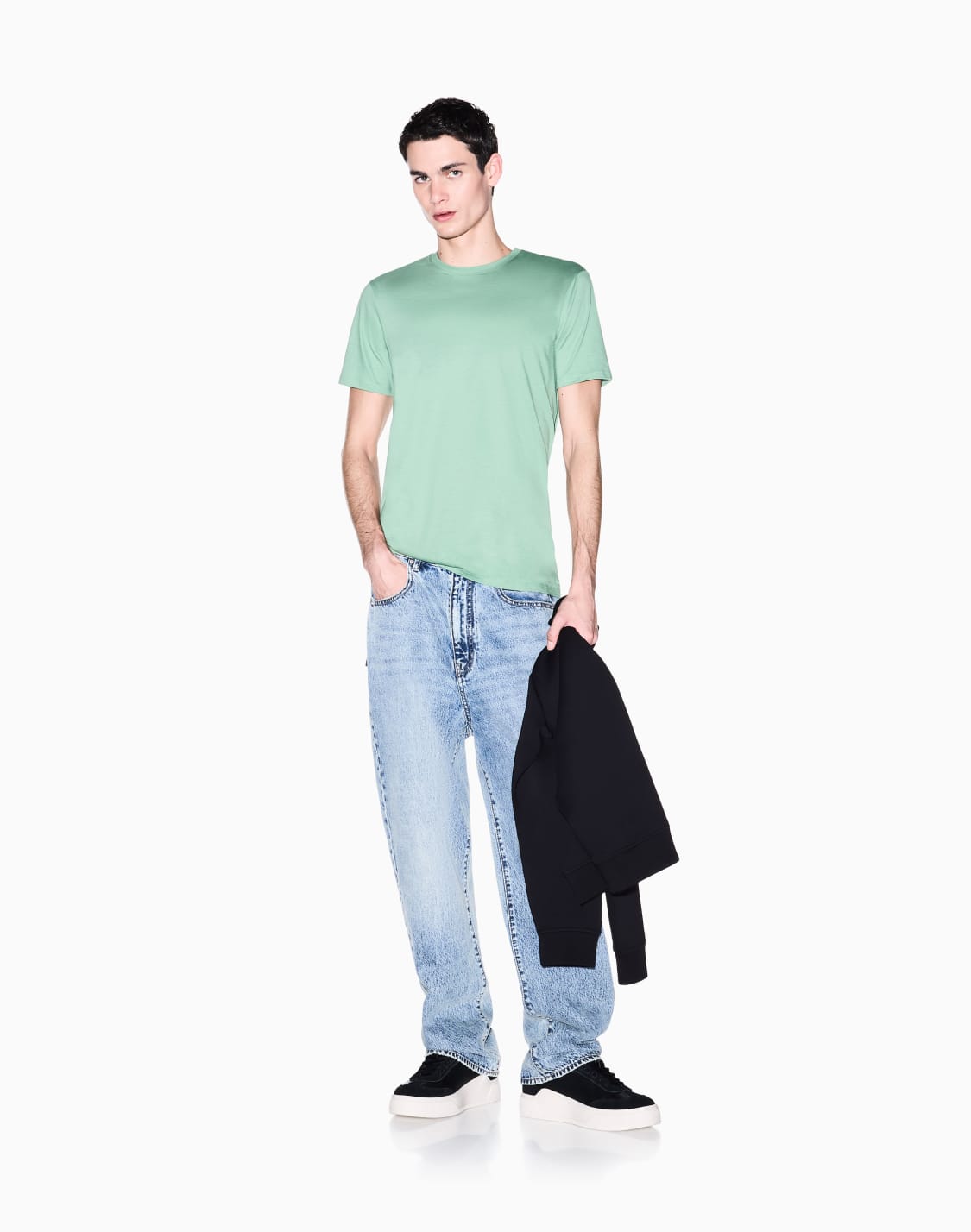t-shirt-slim-fit-en-coton-pima-vert--armani-exchange