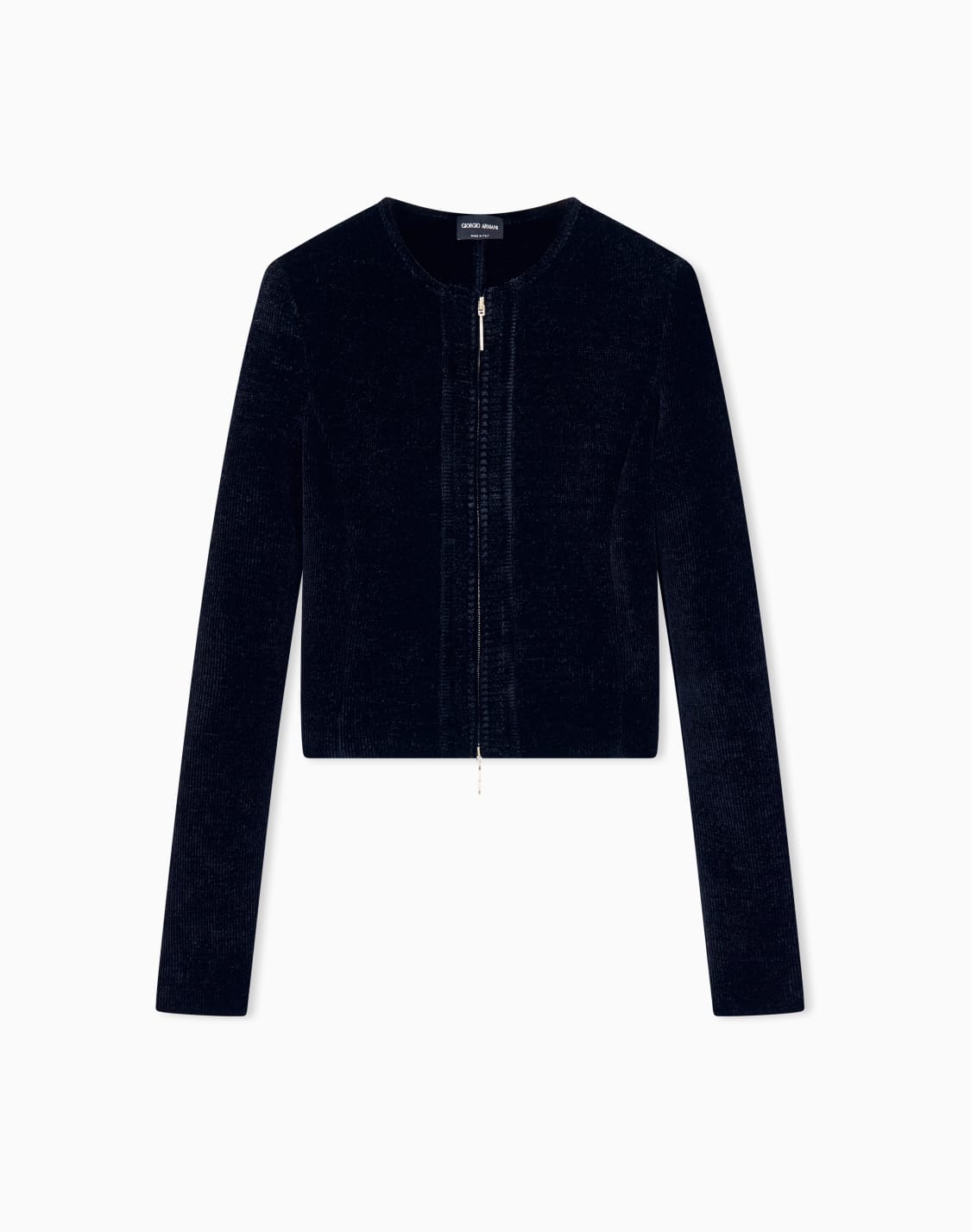 blazer-jackets-slim-fit-chenille-crew-neck-metal-zip-black--giorgio-armani
