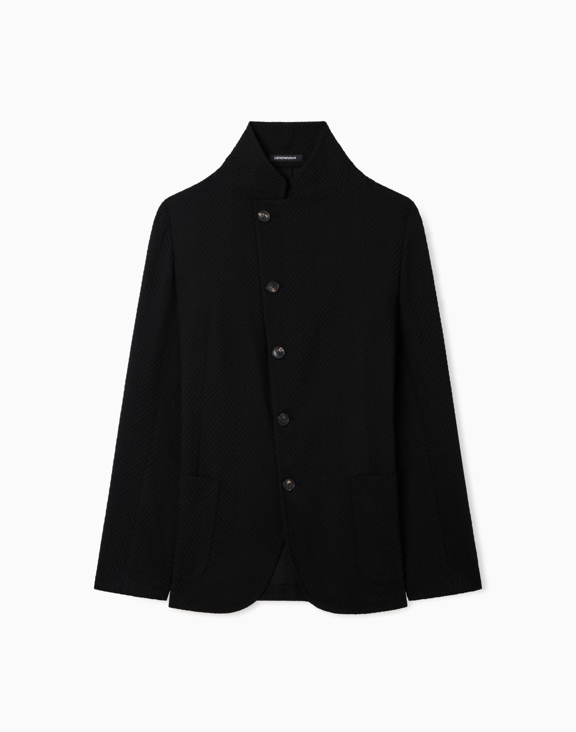 guru-collar-jacket-with-off-centre-fastening-in-3d-chevron-virgin-wool-black--emporio-armani