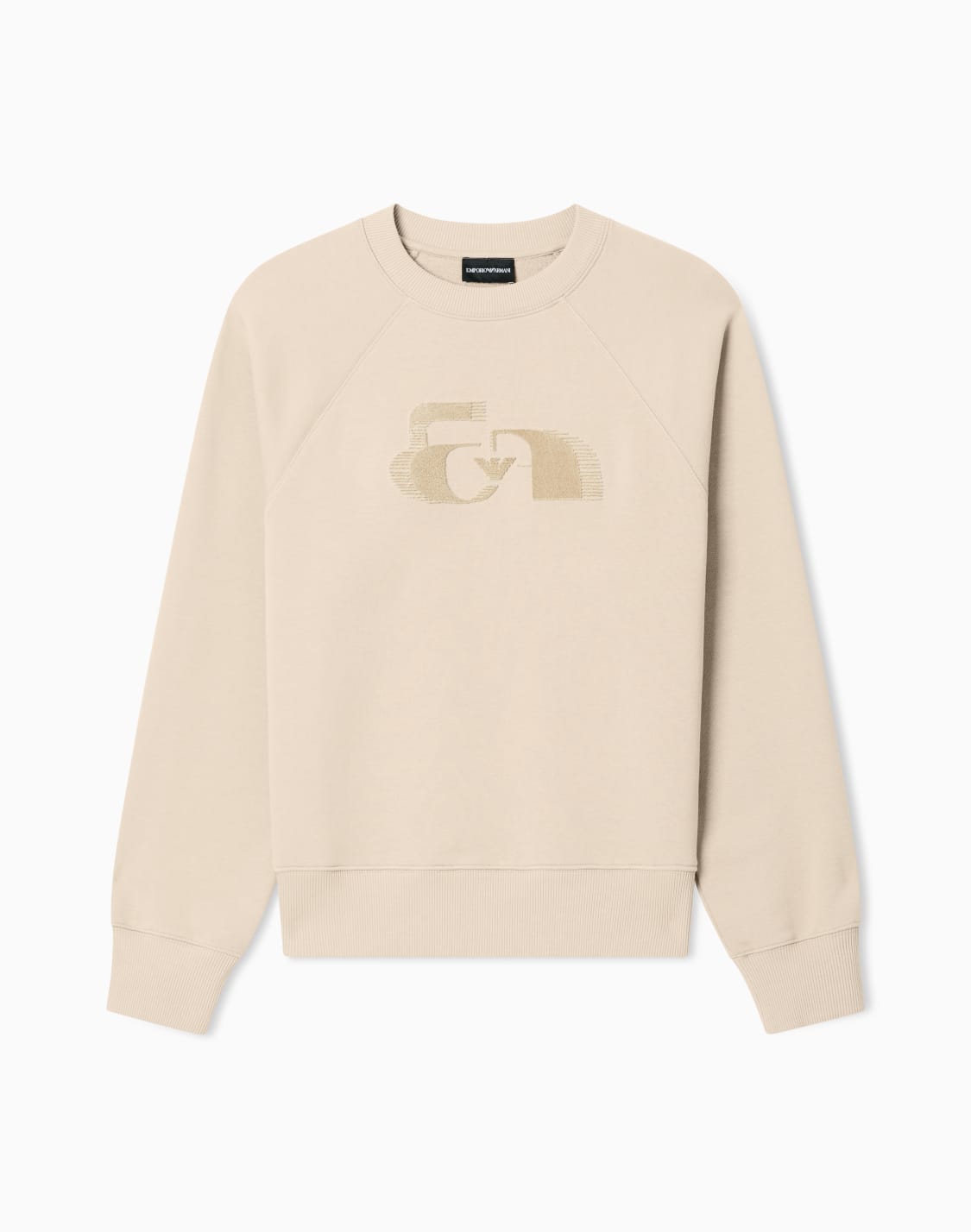 スウェットシャツ-ジャジ-オバサイズ-フロックロゴ-ベジュ--emporio-armani