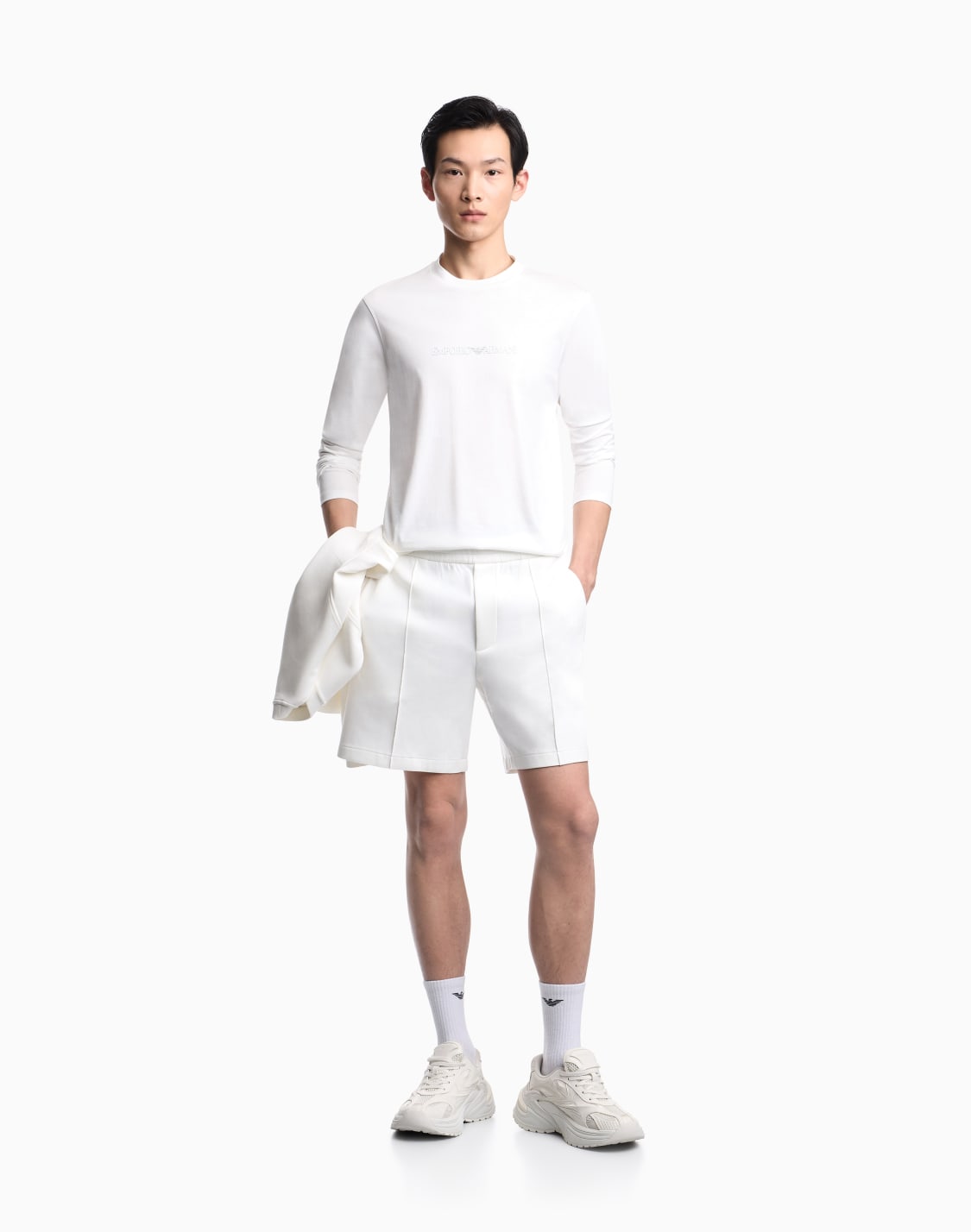 スリムフィットトップス-ピマジャジ-プリントロゴ-ホワイト--emporio-armani