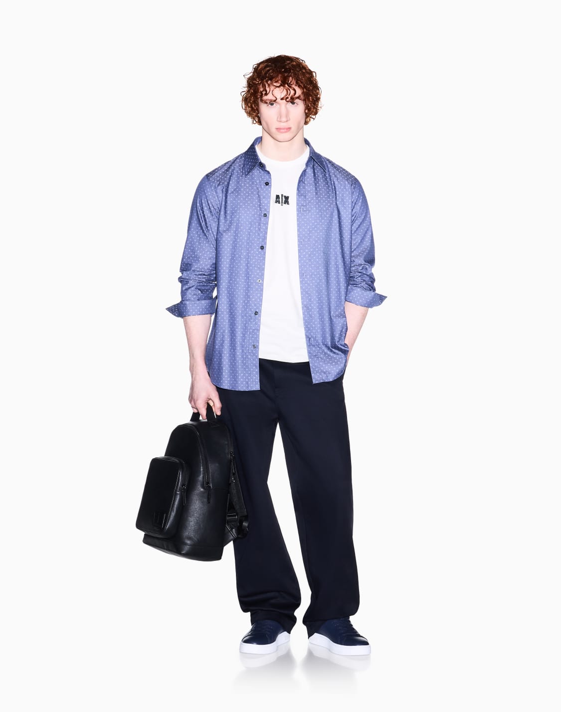 オルオバジャカドロゴ-レギュラフィット-シャツ-ブル--armani-exchange