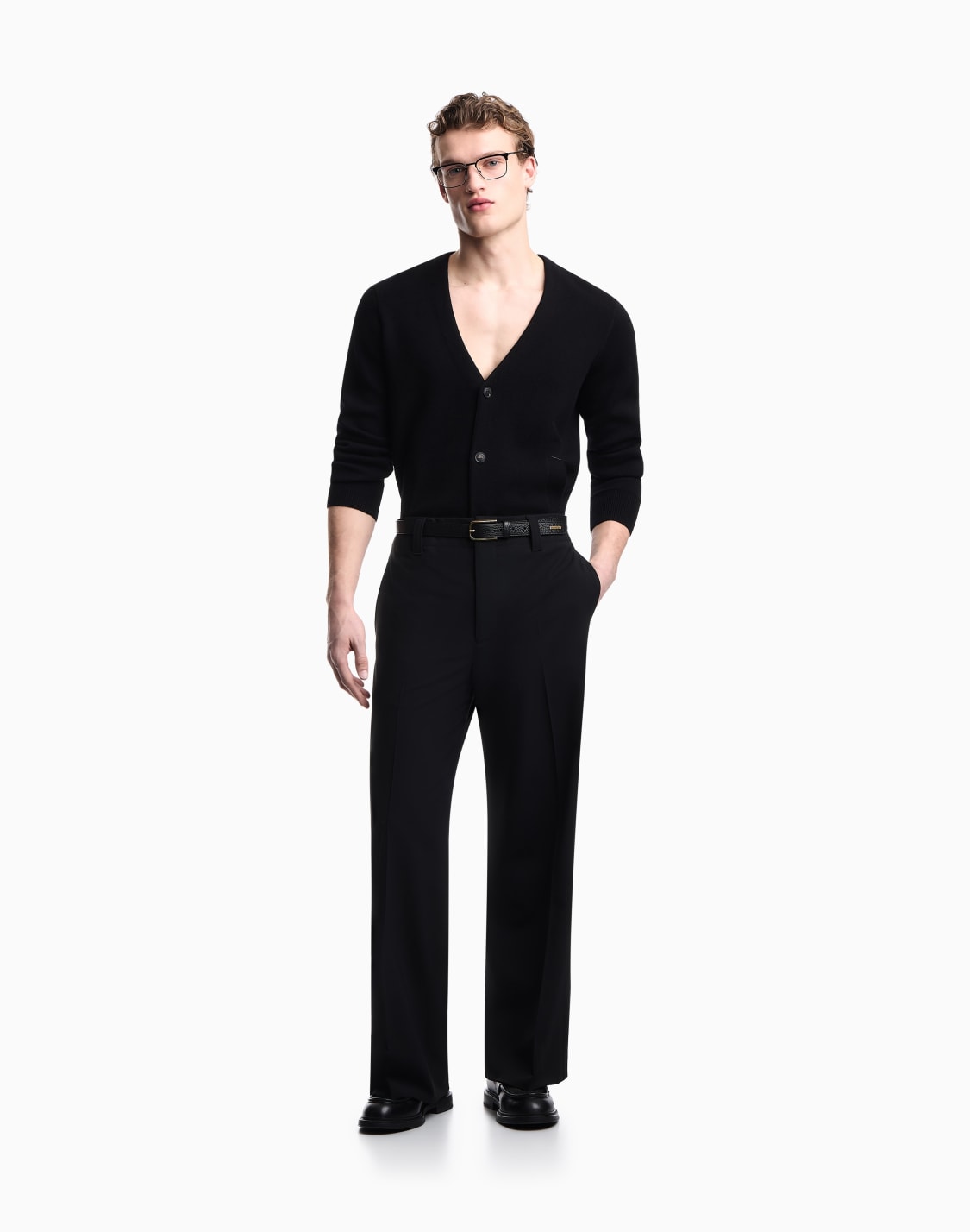 vネックカディガン-バジンウル-ボンディング-ブラック--emporio-armani