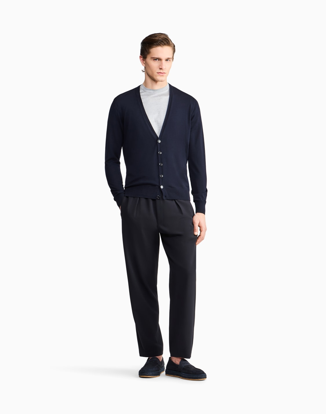 tシャツ-シルクコットン混紡-プレンニットジャジ-グレ--giorgio-armani