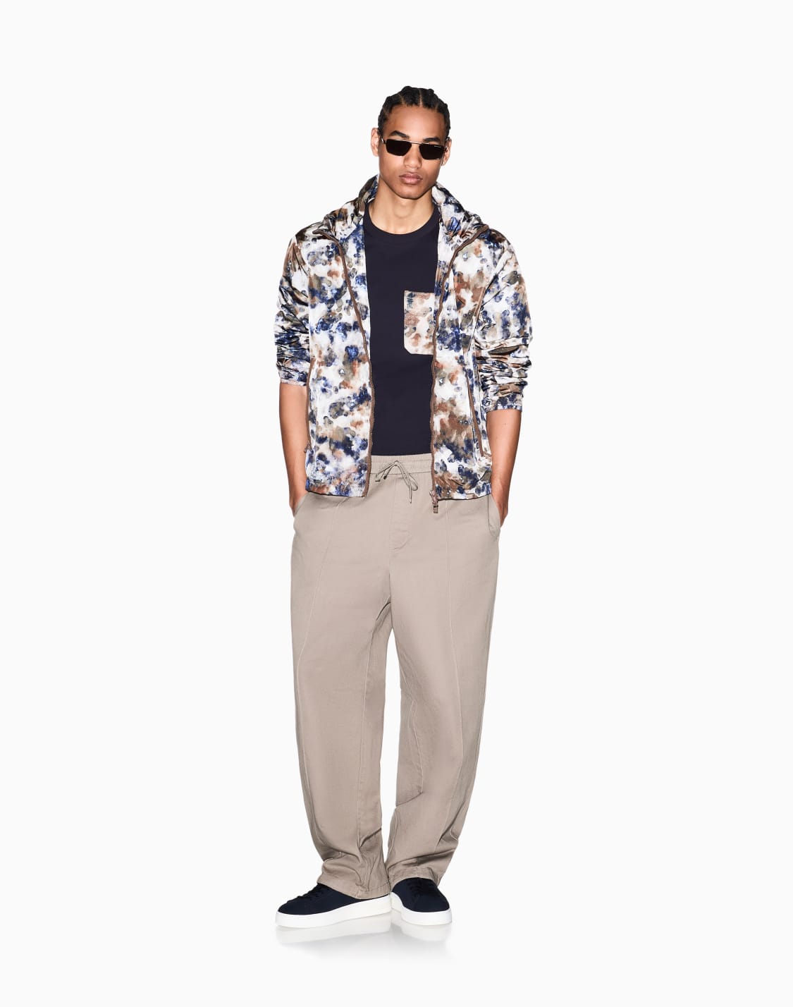 ポケットディテル-レギュラフィット-半袖クルネックtシャツ-ネイビブル--armani-exchange